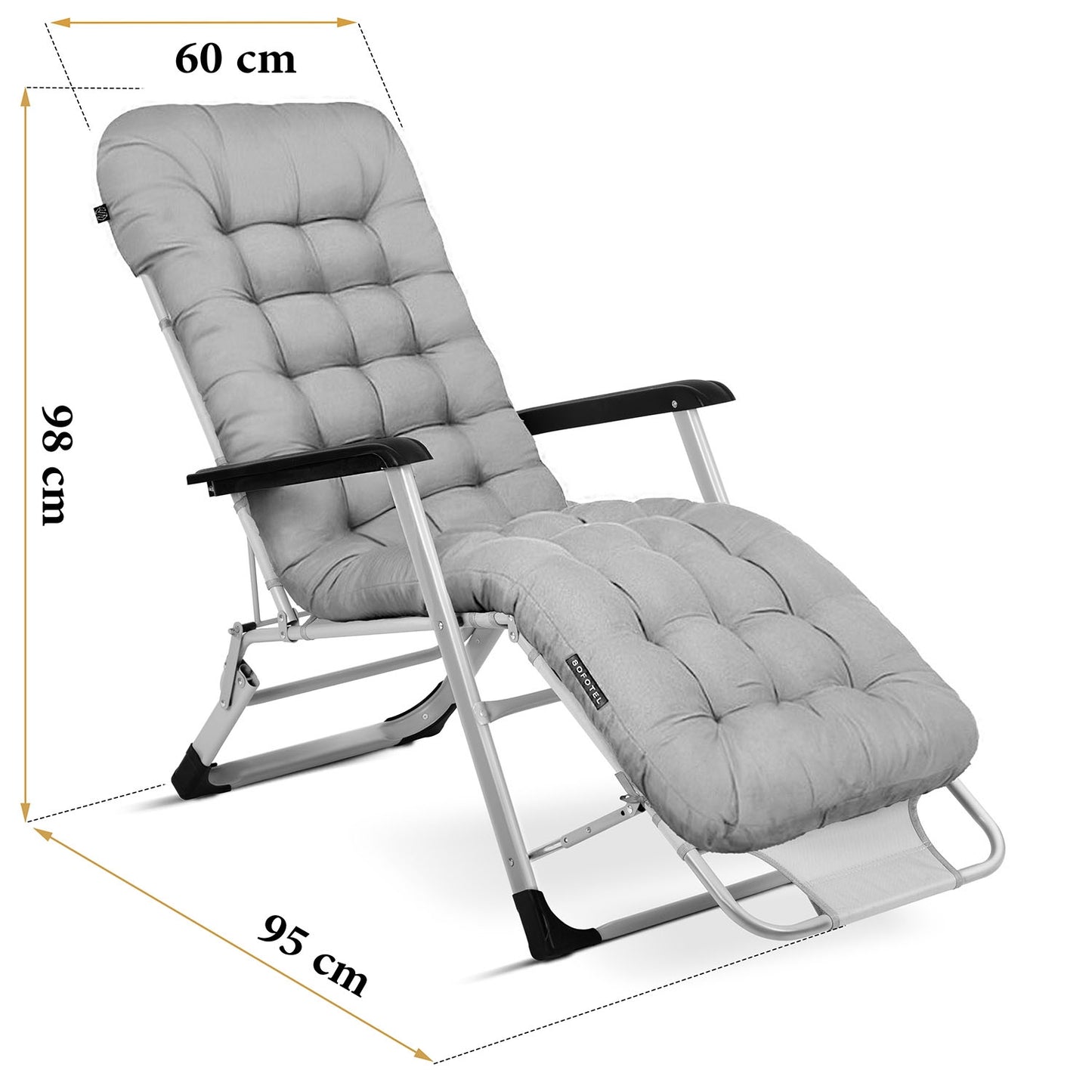 Folding garden lounger with cushion Sofotel ChillWell grey