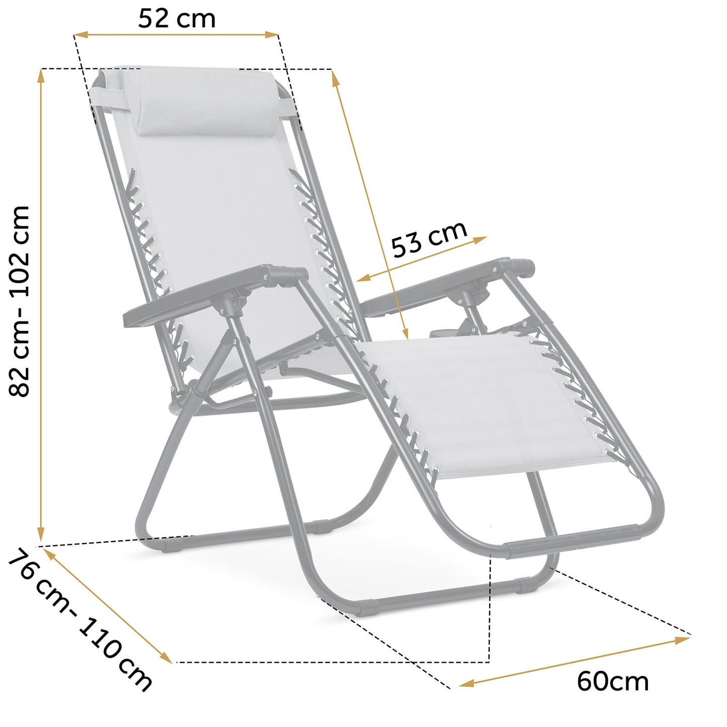 Folding garden lounger with cushion Sofotel ChillWell grey