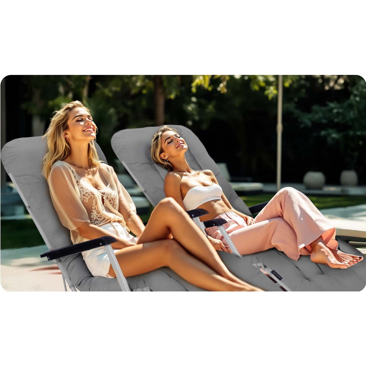 Folding garden lounger with cushion Sofotel ChillWell grey