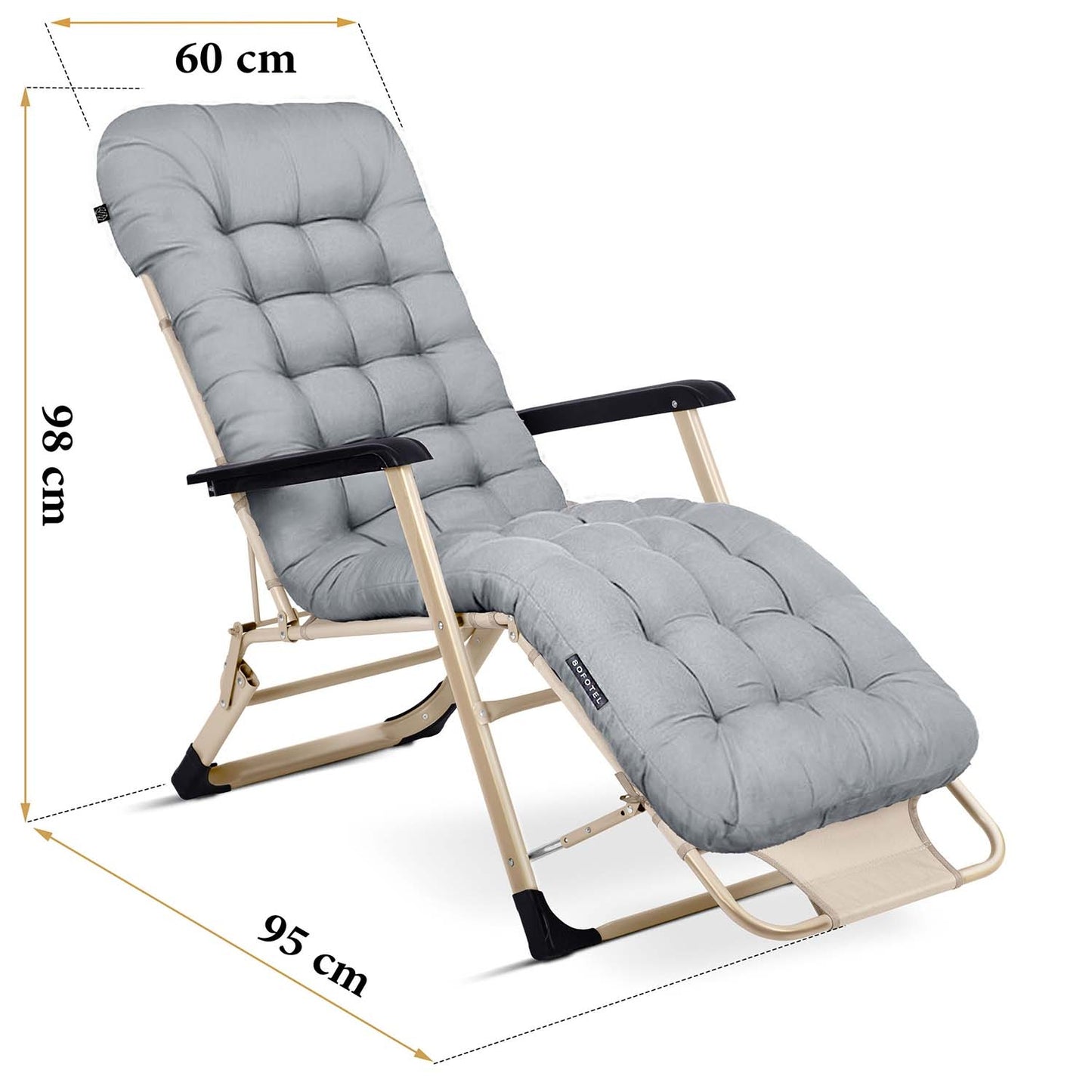 Folding garden lounger with cushion Sofotel ChillWell light gray