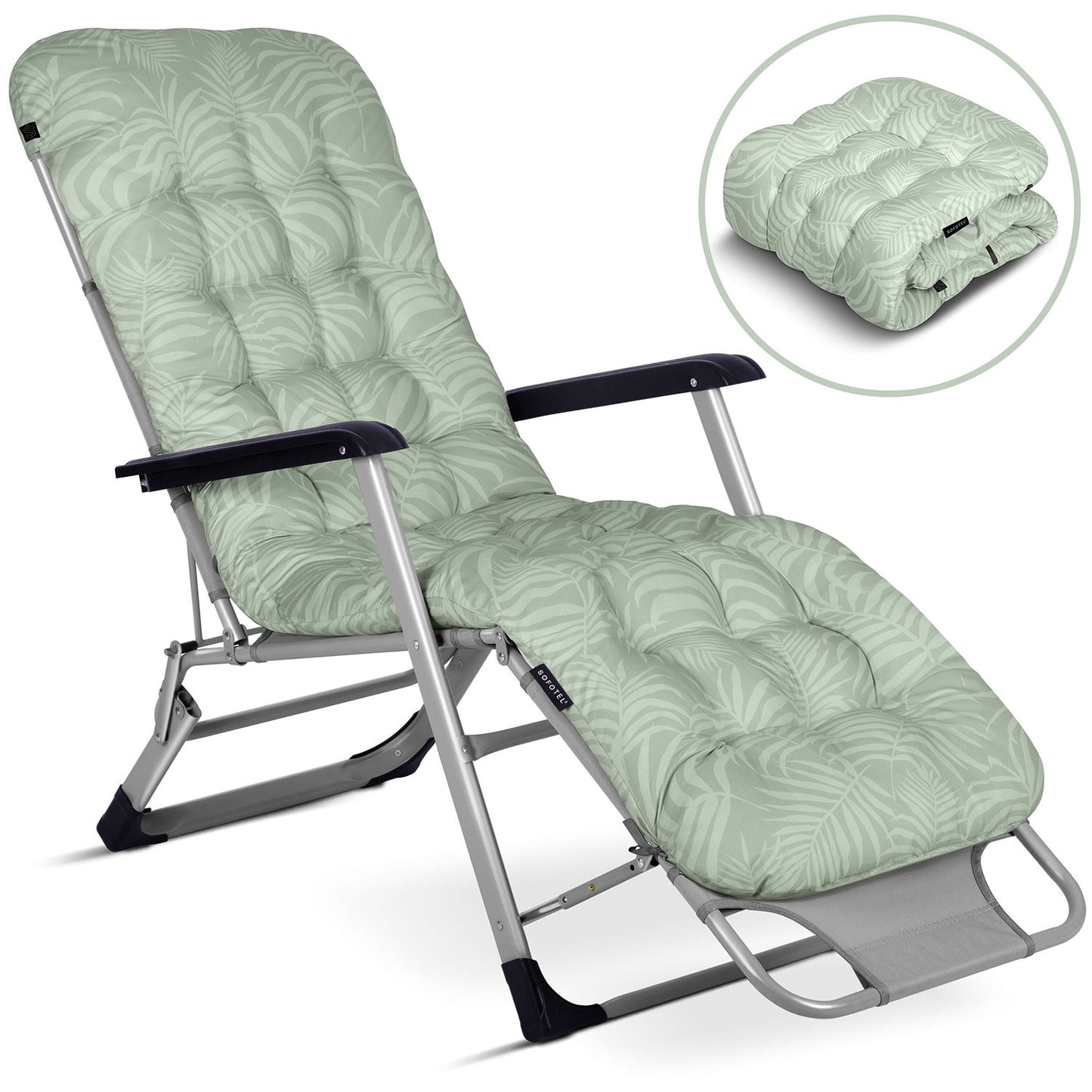 Folding garden lounger with cushion Sofotel ChillWell light green