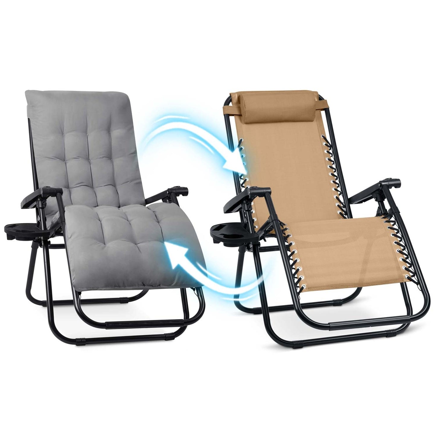 Folding garden lounger with cushion Sofotel ChillWell set of 2