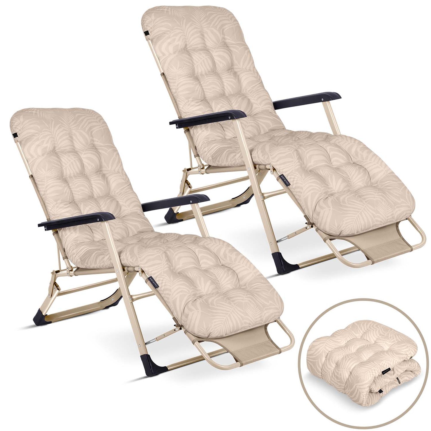 Folding garden lounger with cushion Sofotel ChillWell set of 2 beige