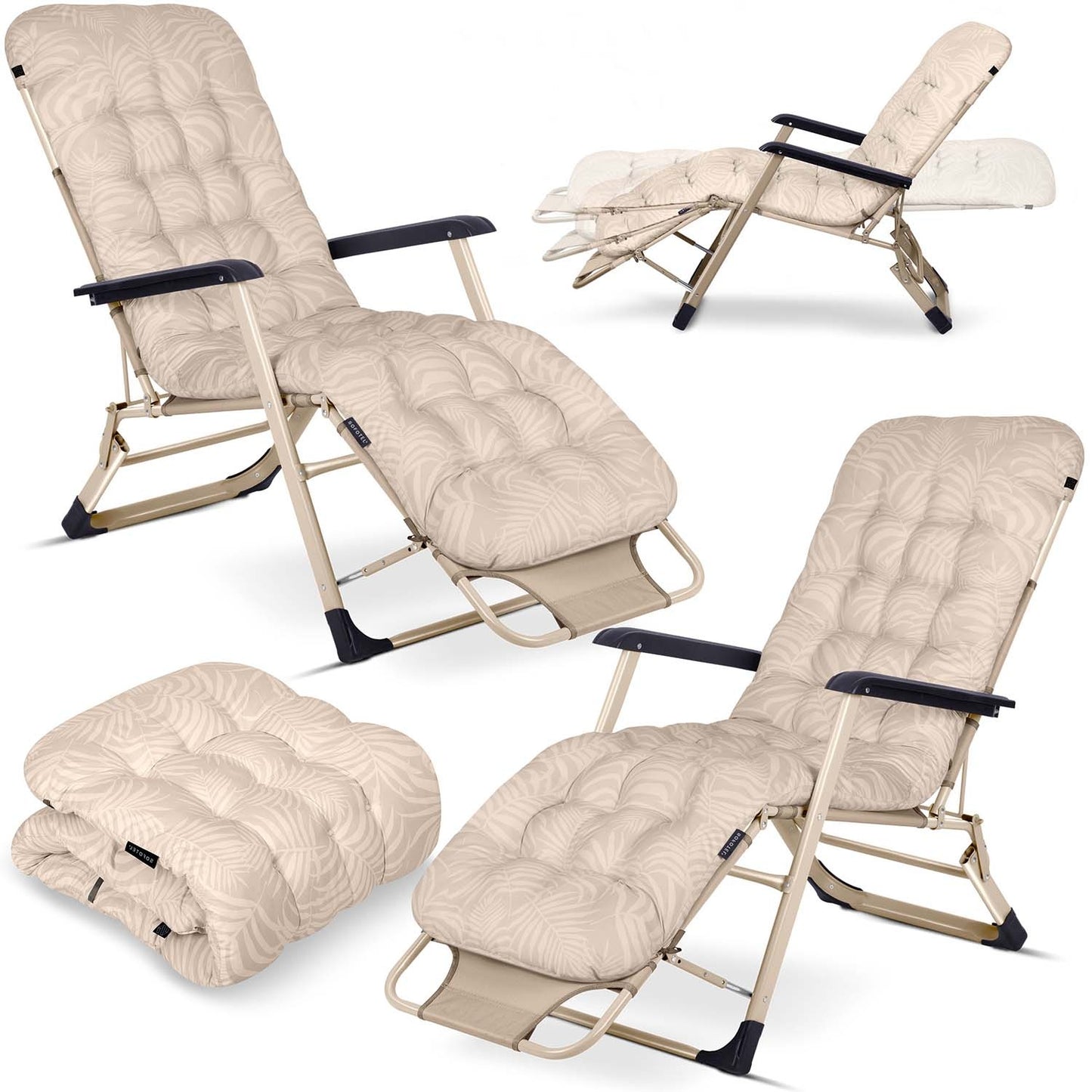 Folding garden lounger with cushion Sofotel ChillWell set of 2 beige