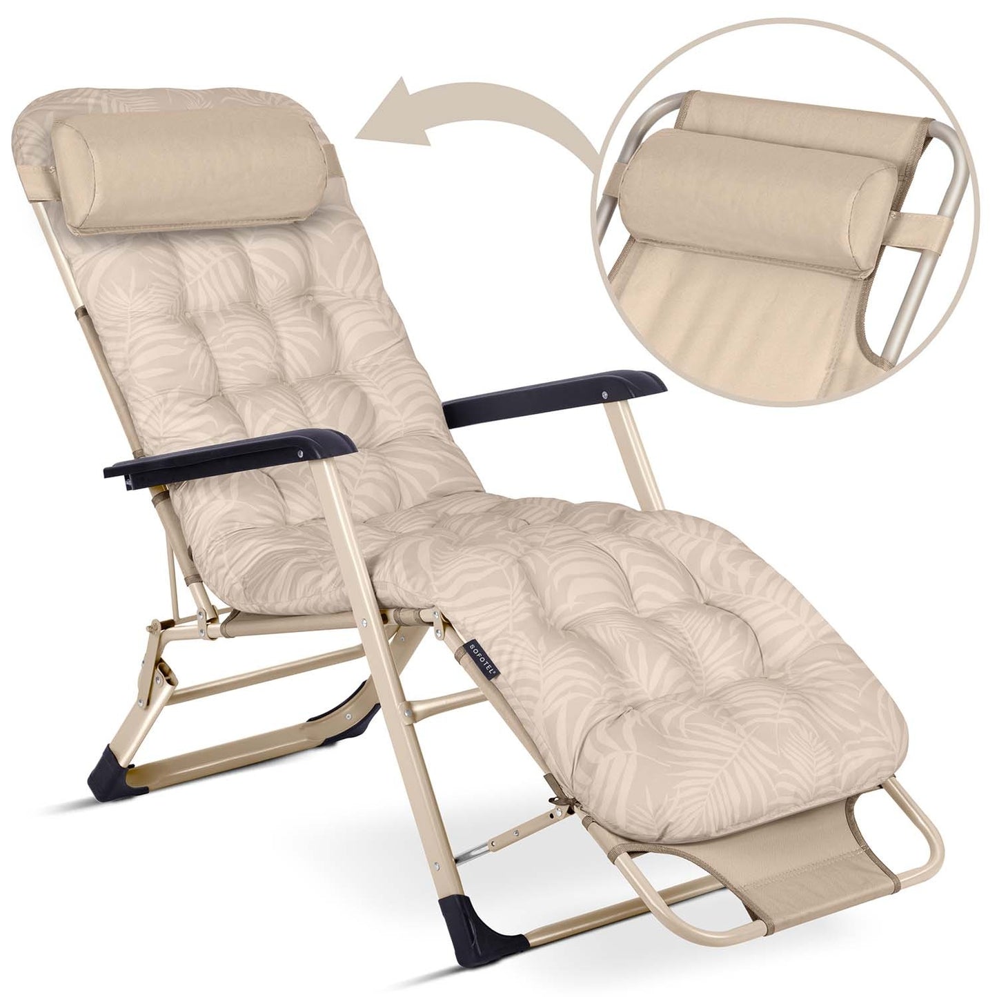 Folding garden lounger with cushion Sofotel ChillWell set of 2 beige