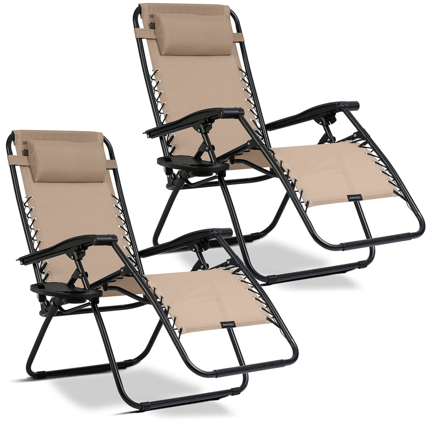 Folding garden lounger with cushion Sofotel ChillWell set of 2 beige