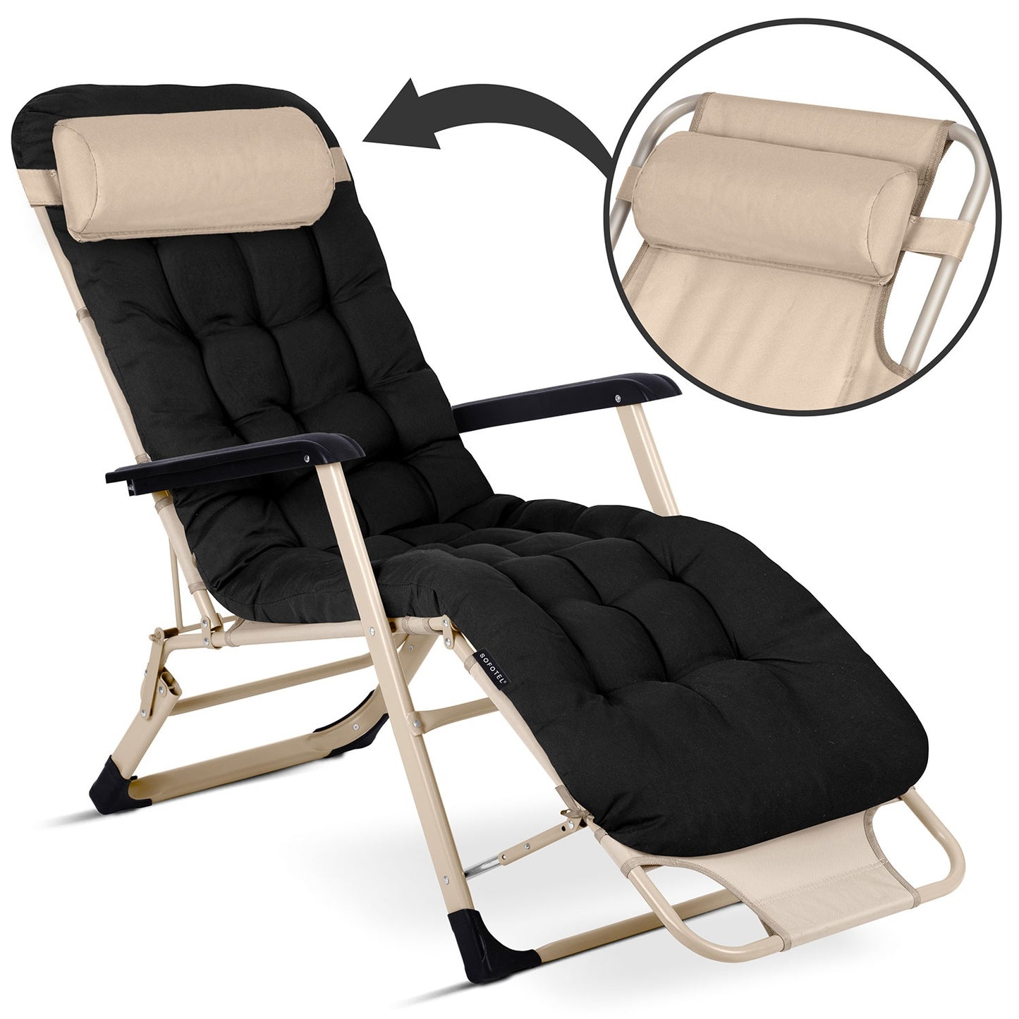Folding garden lounger with cushion Sofotel ChillWell set of 2 black