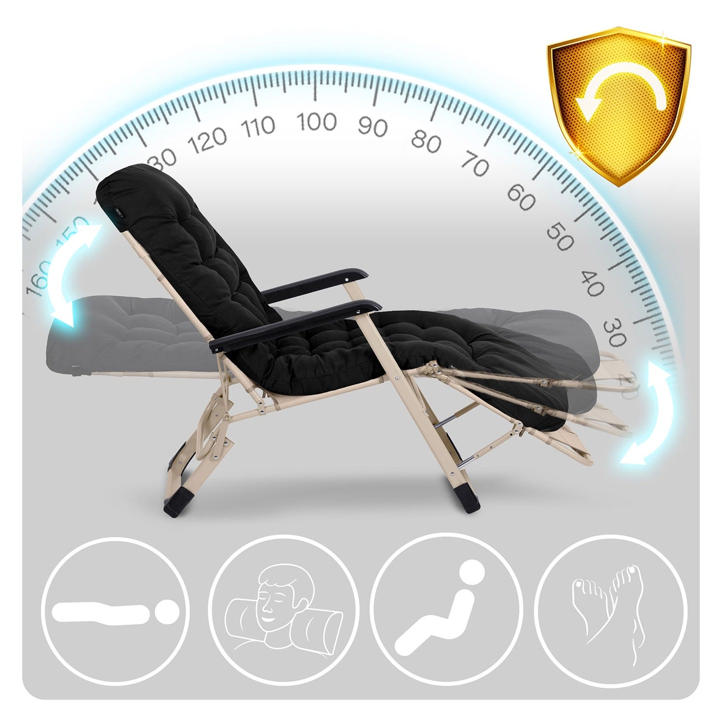 Folding garden lounger with cushion Sofotel ChillWell set of 2 black