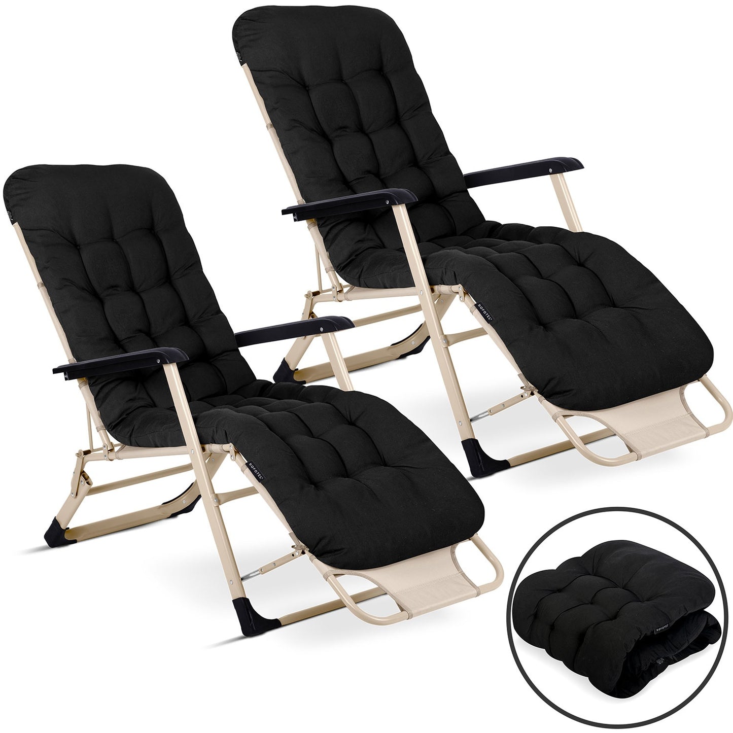Folding garden lounger with cushion Sofotel ChillWell set of 2 black