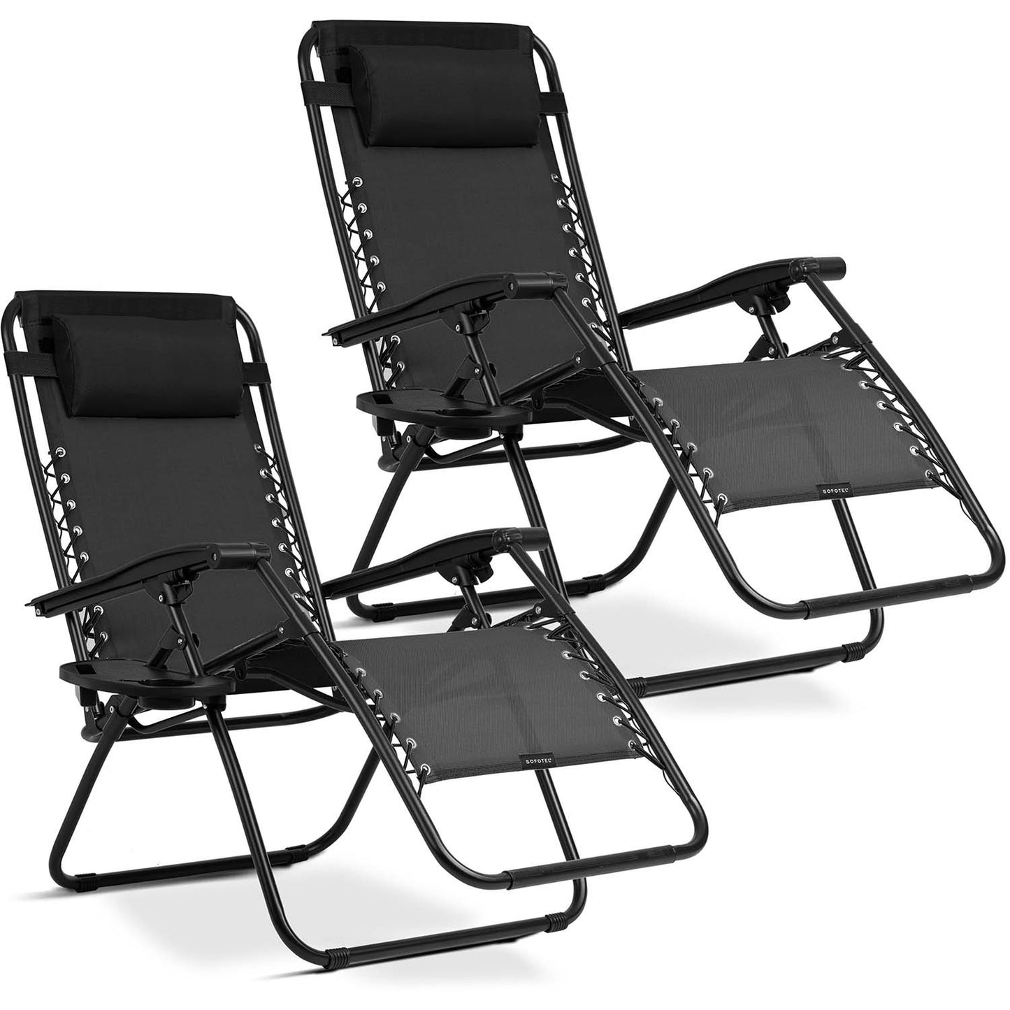 Folding garden lounger with cushion Sofotel ChillWell set of 2 black