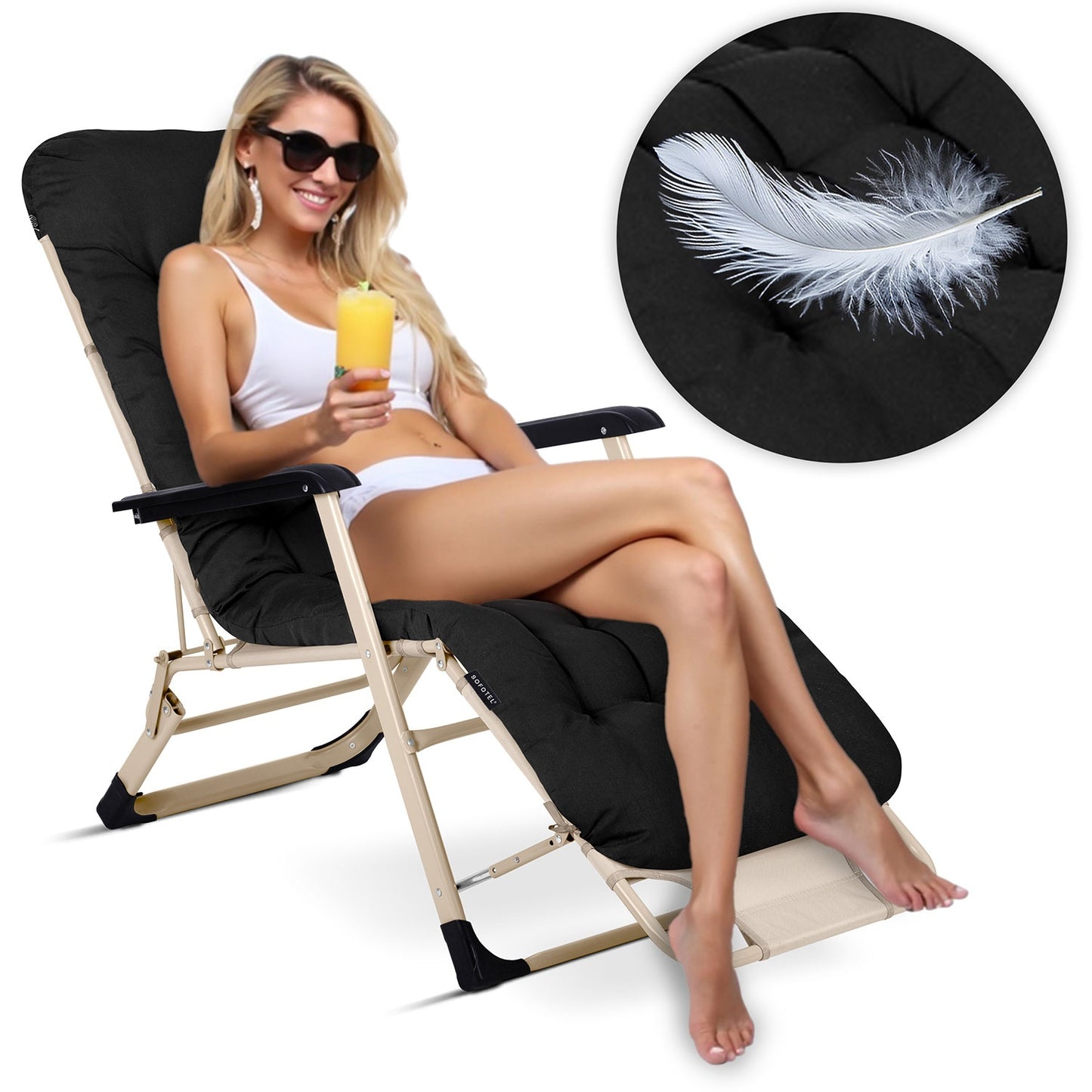 Folding garden lounger with cushion Sofotel ChillWell set of 2 black