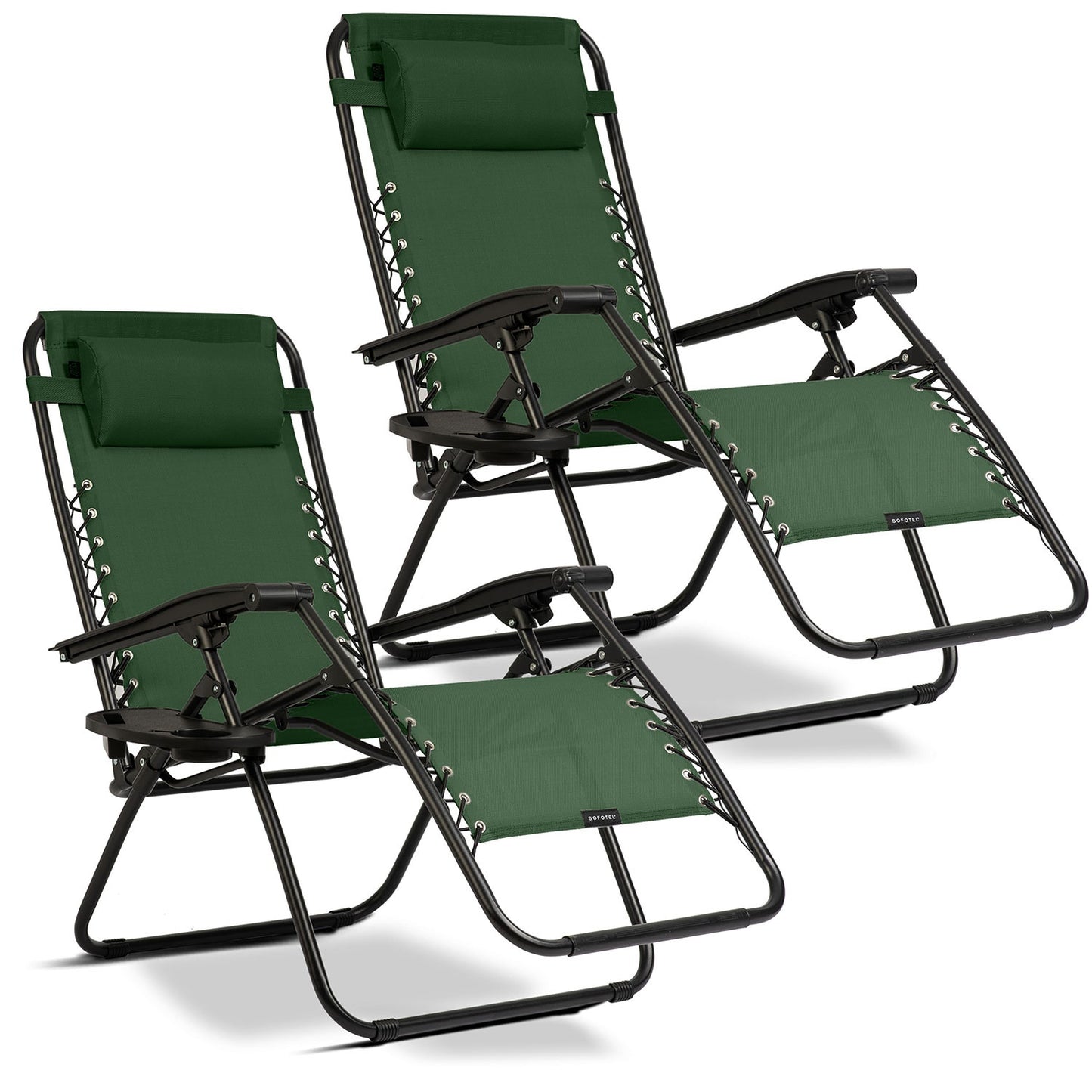 Folding garden lounger with cushion Sofotel ChillWell set of 2 green