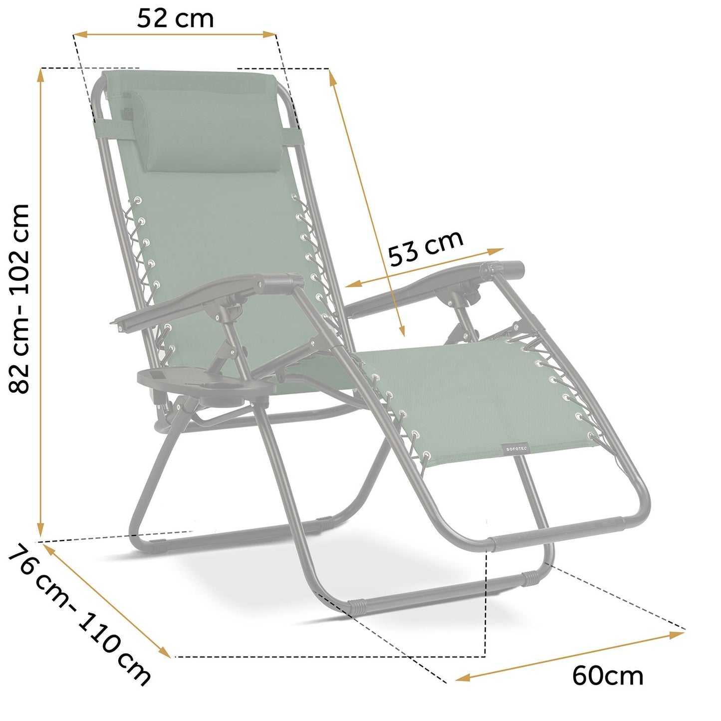 Folding garden lounger with cushion Sofotel ChillWell set of 2 green