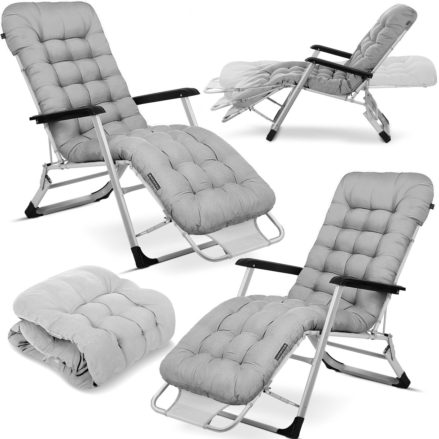 Folding garden lounger with cushion Sofotel ChillWell set of 2 grey