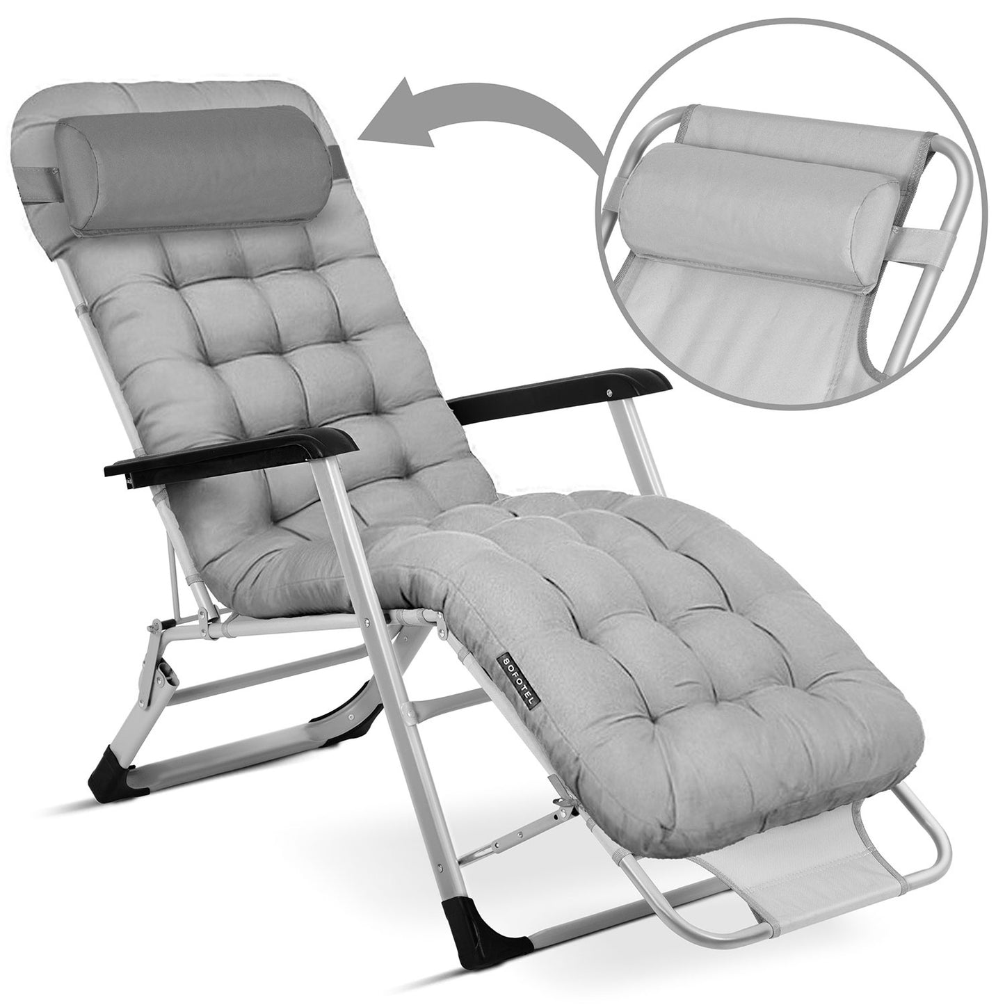 Folding garden lounger with cushion Sofotel ChillWell set of 2 grey