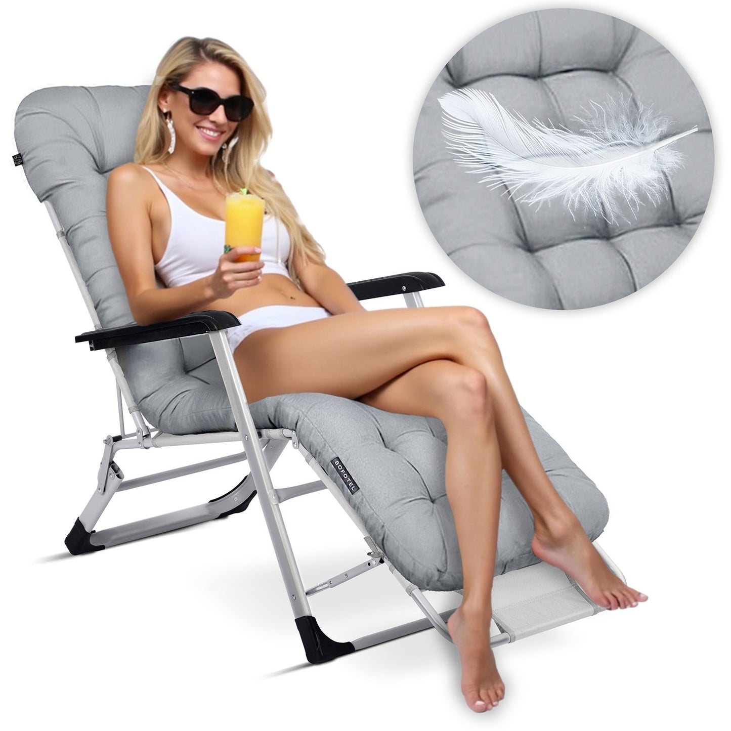 Folding garden lounger with cushion Sofotel ChillWell set of 2 grey