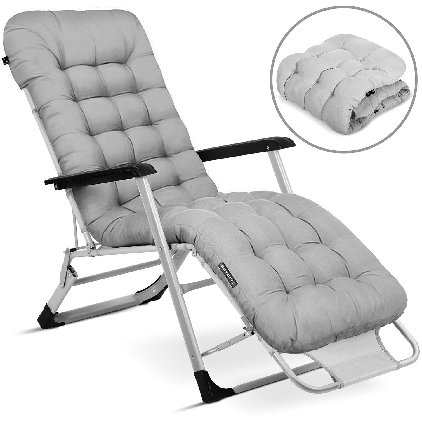Folding garden lounger with cushion Sofotel ChillWell set of 2 grey