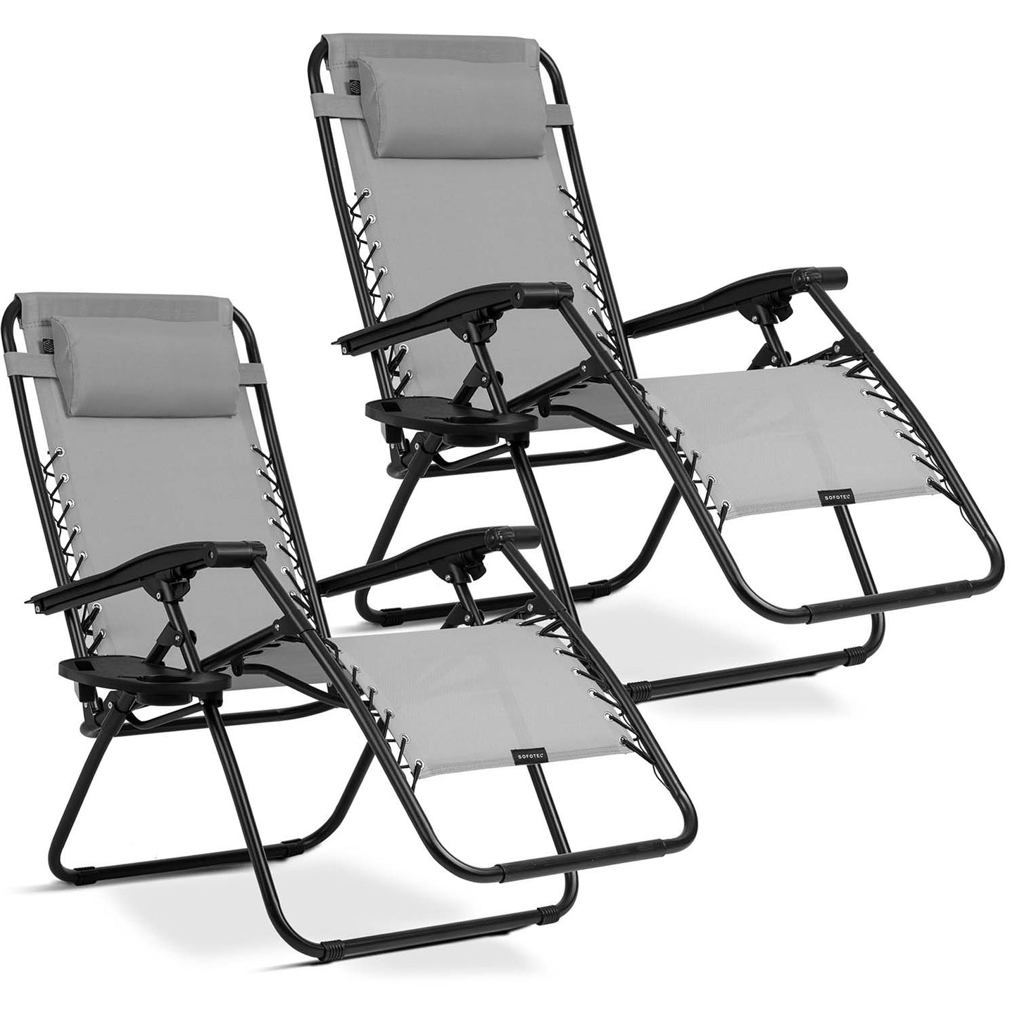 Folding garden lounger with cushion Sofotel ChillWell set of 2 grey