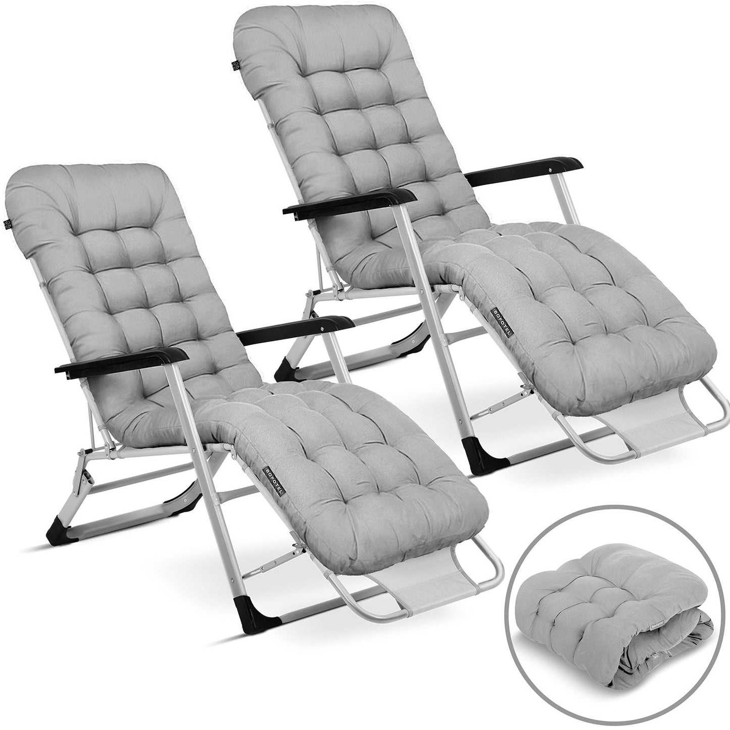 Folding garden lounger with cushion Sofotel ChillWell set of 2 grey