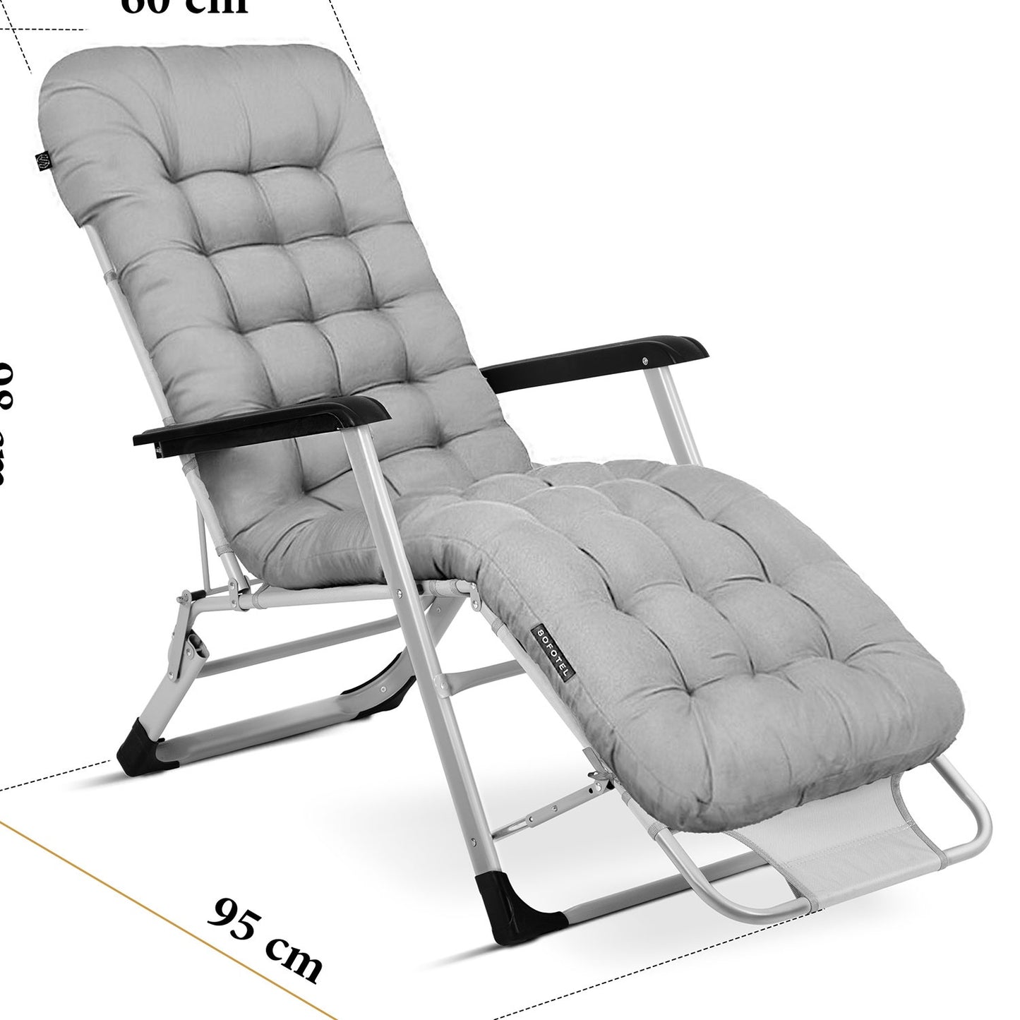 Folding garden lounger with cushion Sofotel ChillWell set of 2 grey