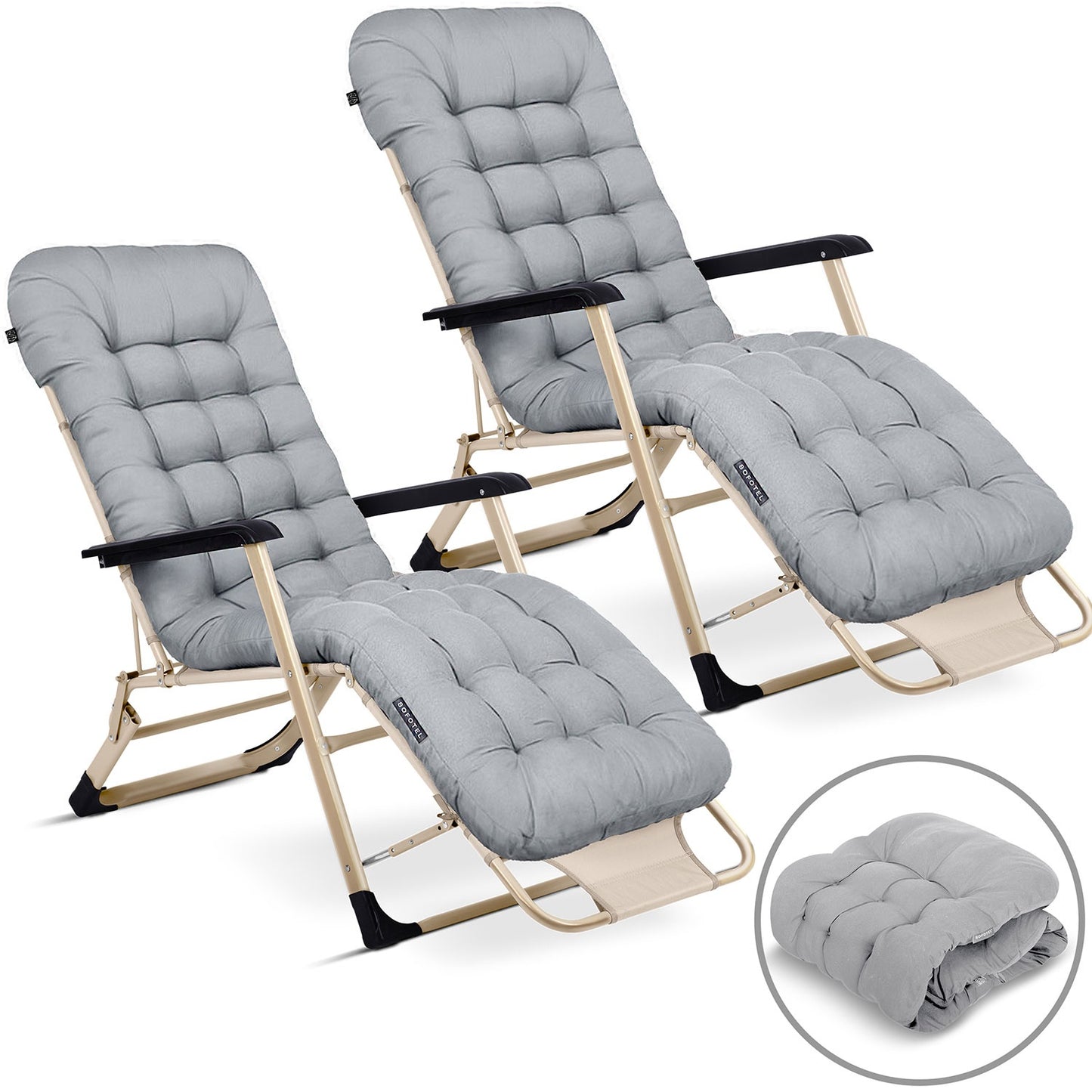 Folding garden lounger with cushion Sofotel ChillWell set of 2 light gray