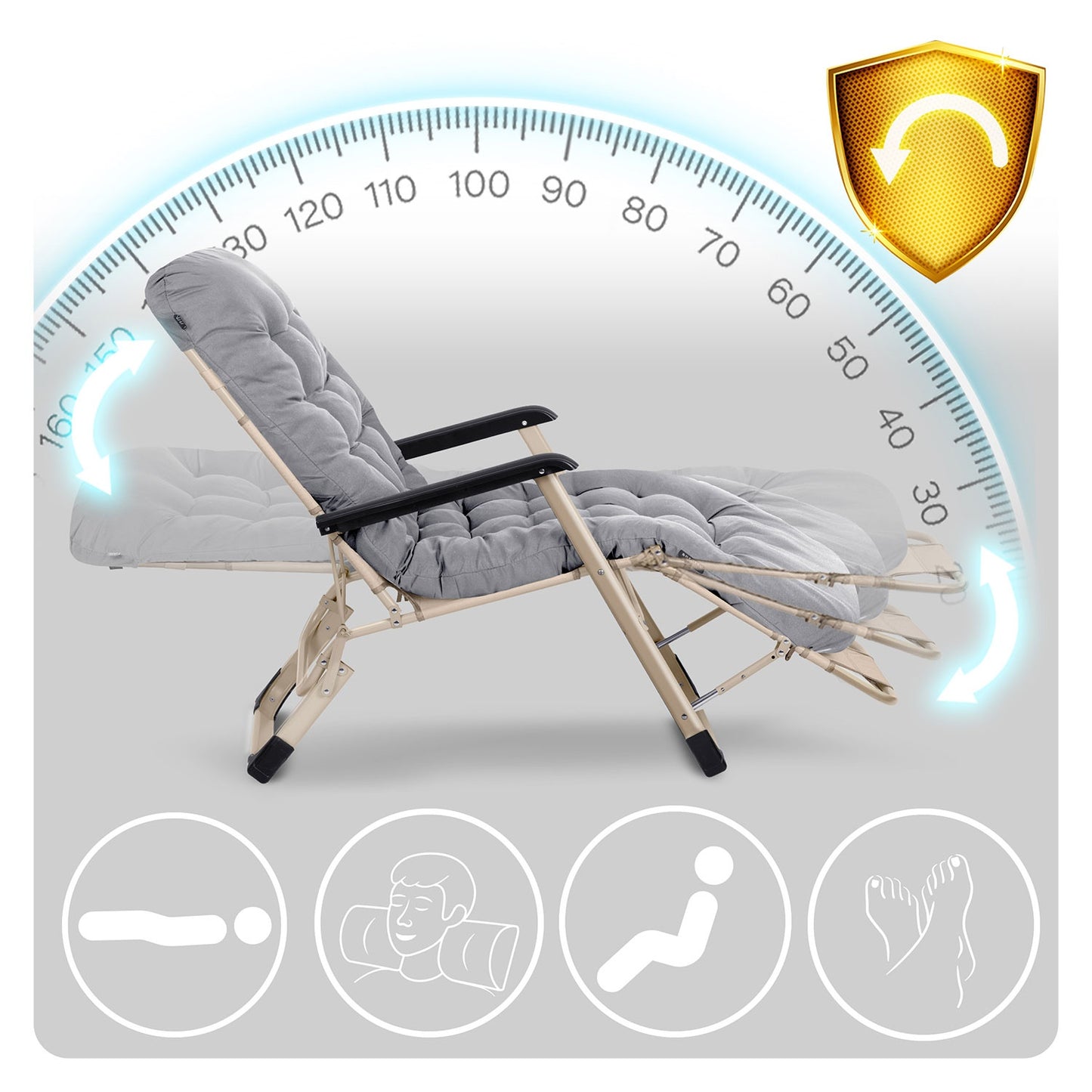 Folding garden lounger with cushion Sofotel ChillWell set of 2 light gray