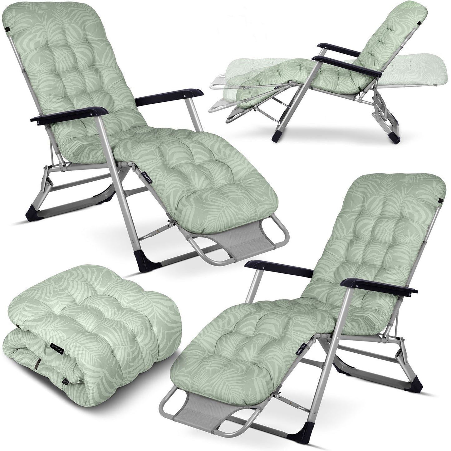 Folding garden lounger with cushion Sofotel ChillWell set of 2 light green