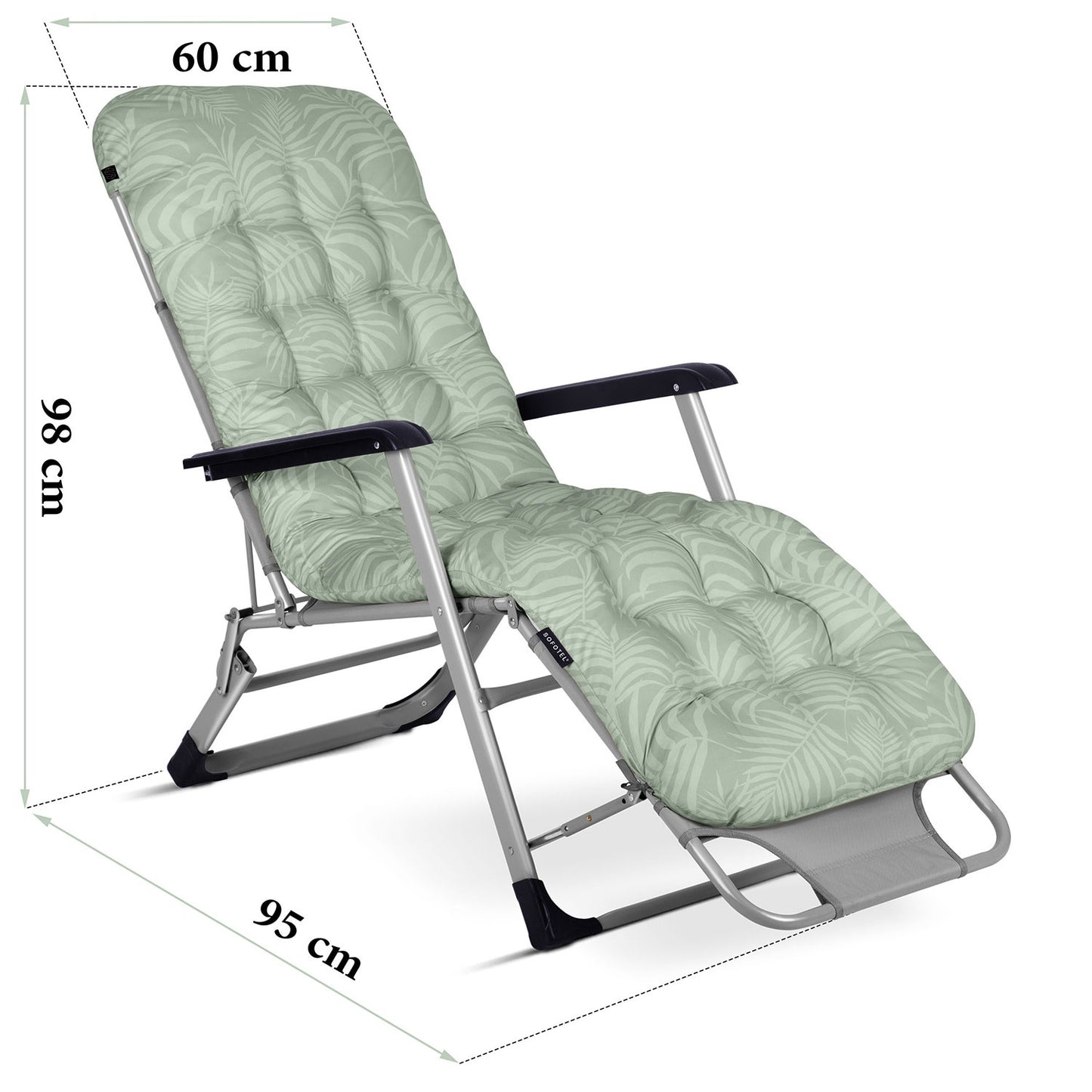 Folding garden lounger with cushion Sofotel ChillWell set of 2 light green