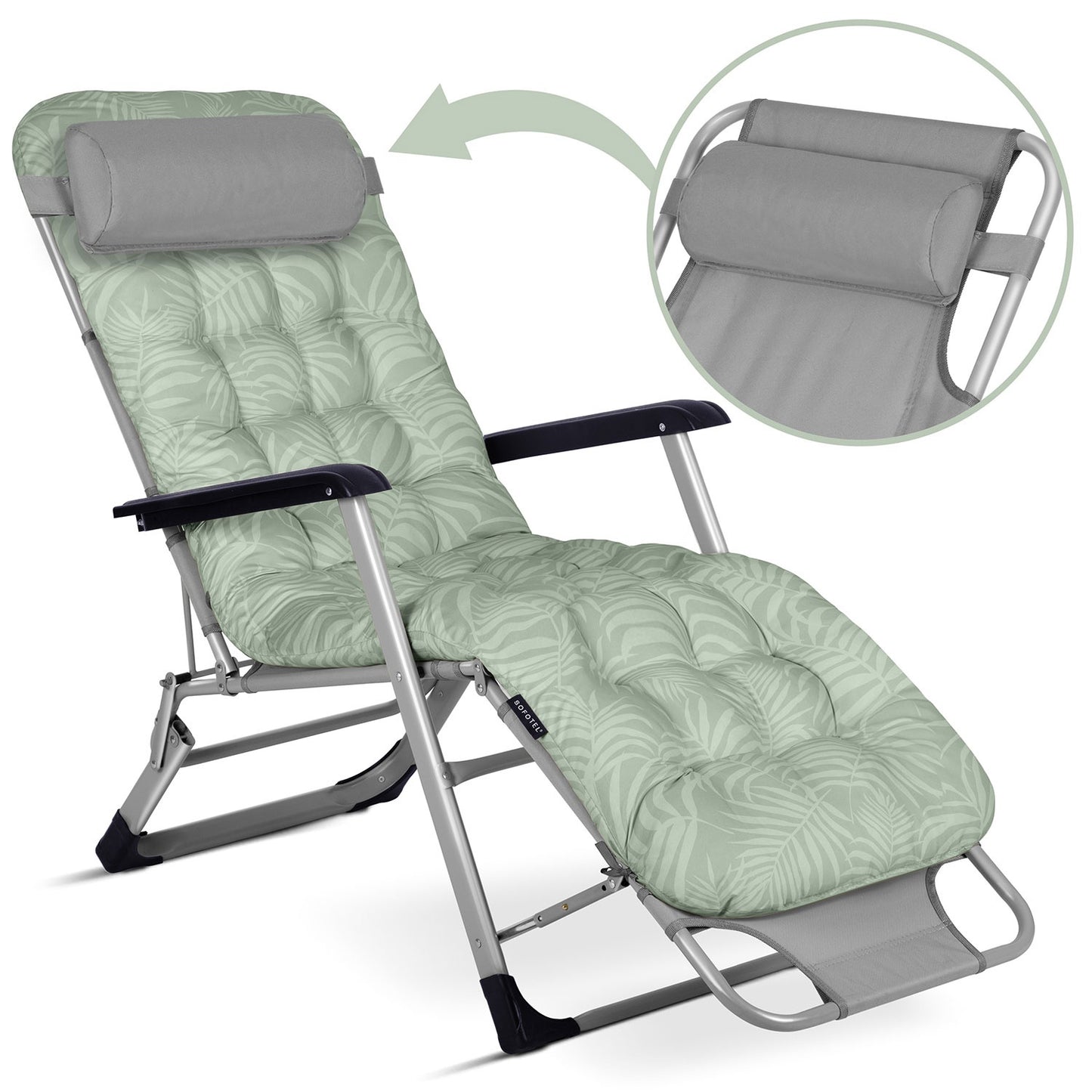 Folding garden lounger with cushion Sofotel ChillWell set of 2 light green