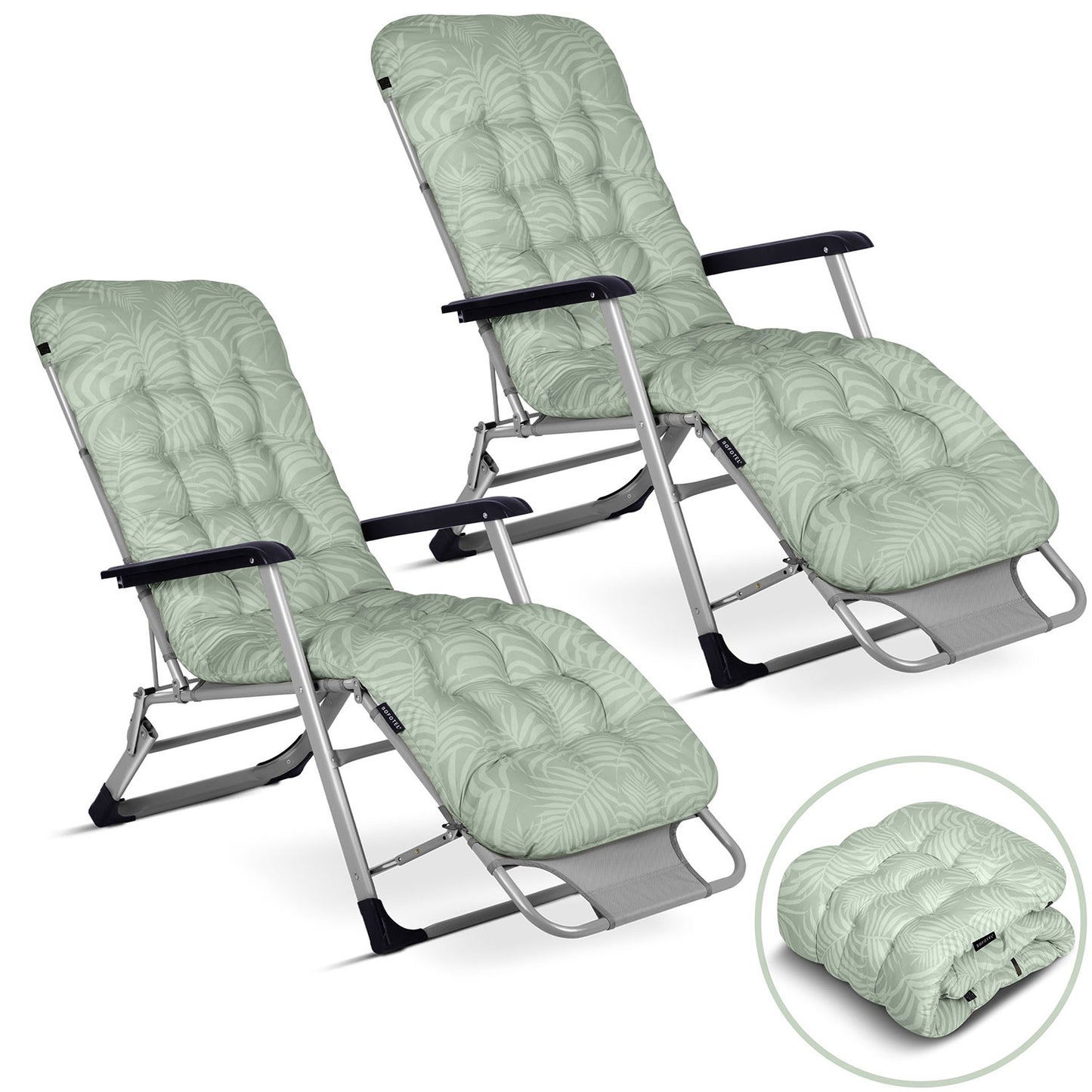Folding garden lounger with cushion Sofotel ChillWell set of 2 light green