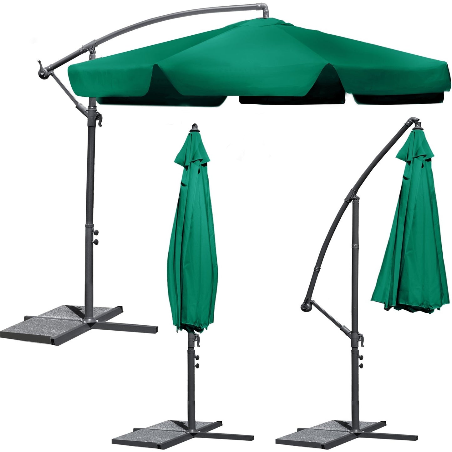 Folding garden parasol 6 sections green 350 cm