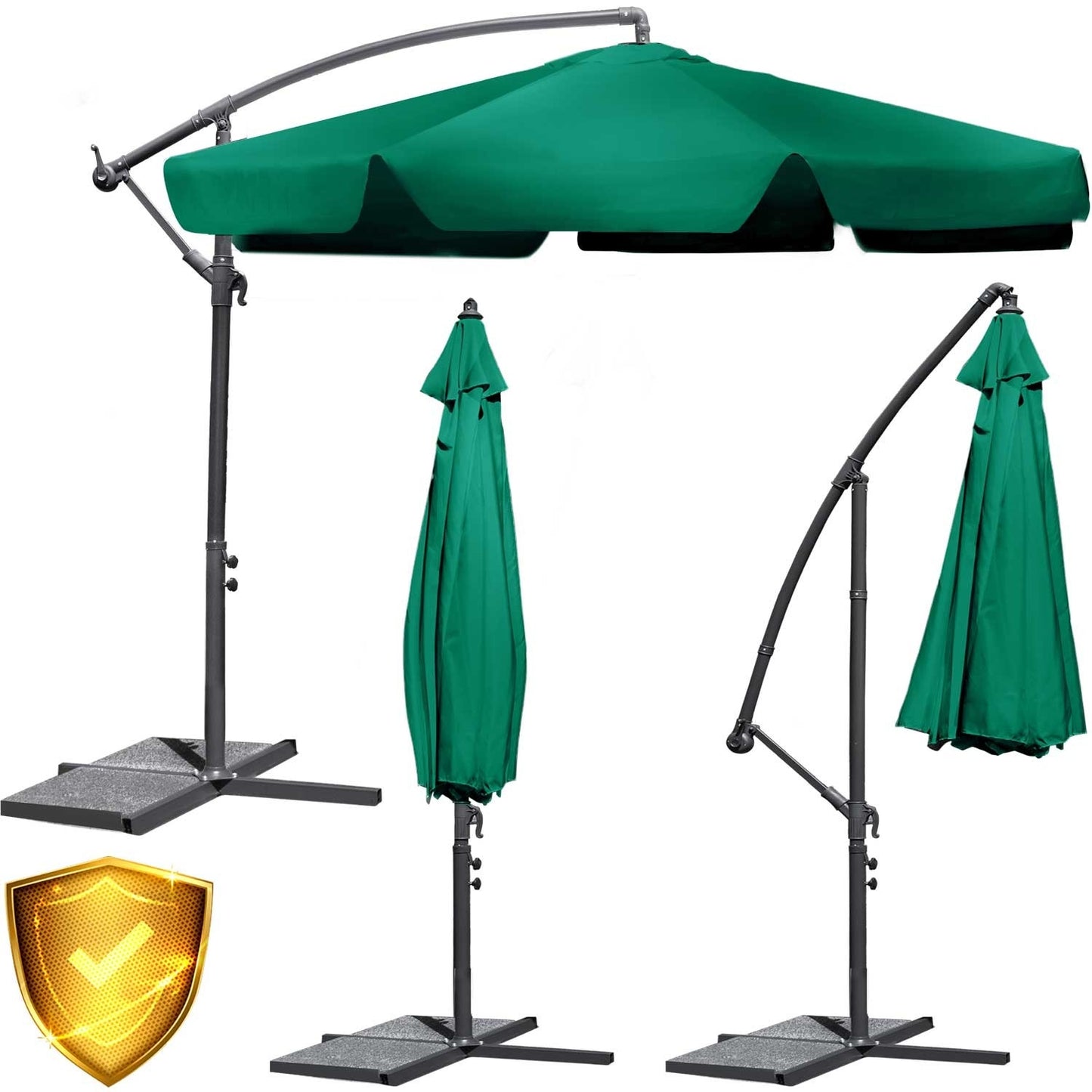 Folding garden parasol 6 sections green 350 cm