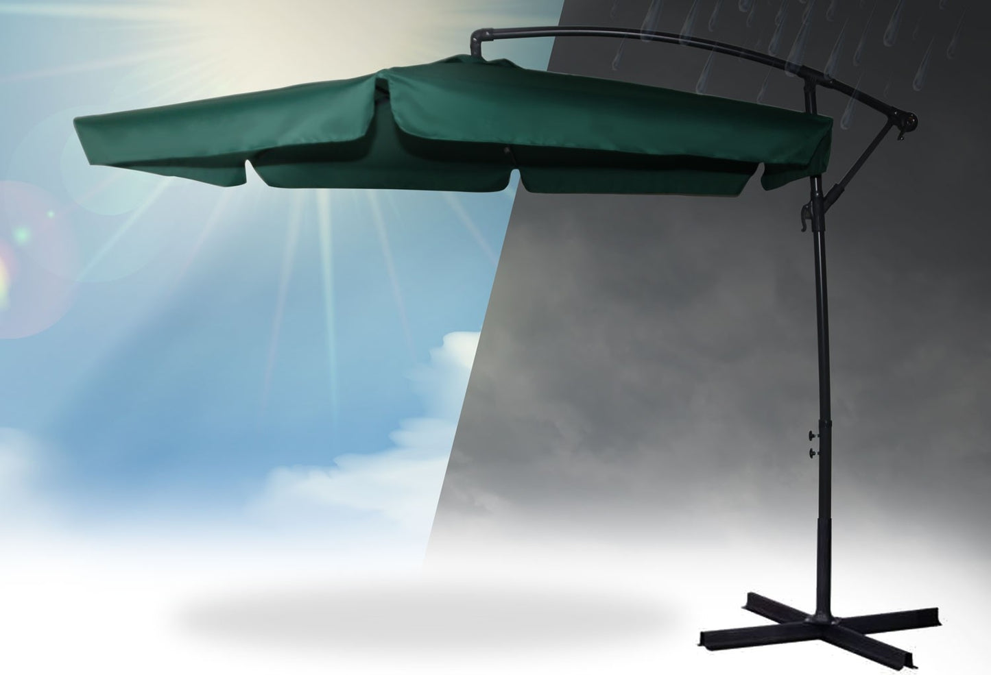 Folding garden parasol 6 sections green 350 cm