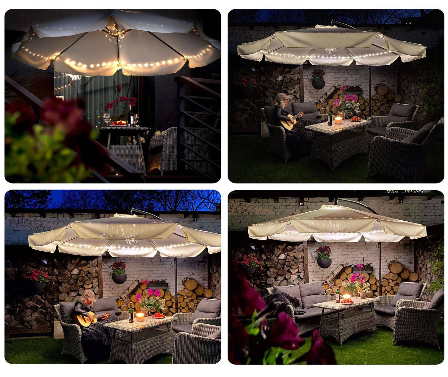 Folding garden parasol 6 sections green 350 cm