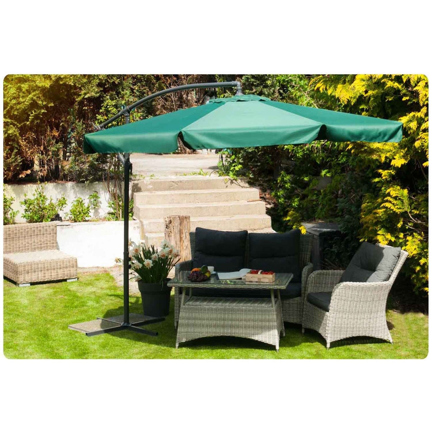 Folding garden parasol 6 sections green 350 cm