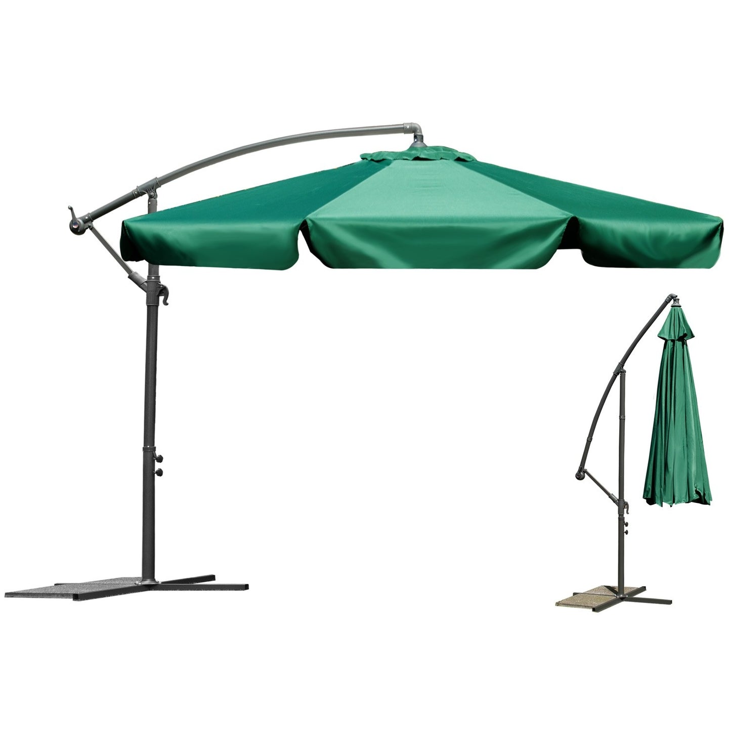 Folding garden parasol 6 sections green 350 cm