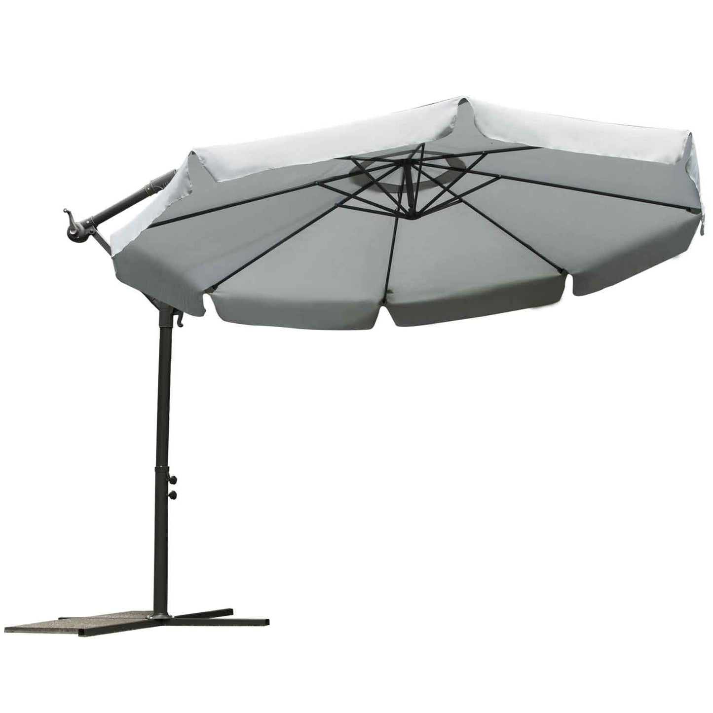 Folding garden parasol, 8 segments, grey, 350 cm