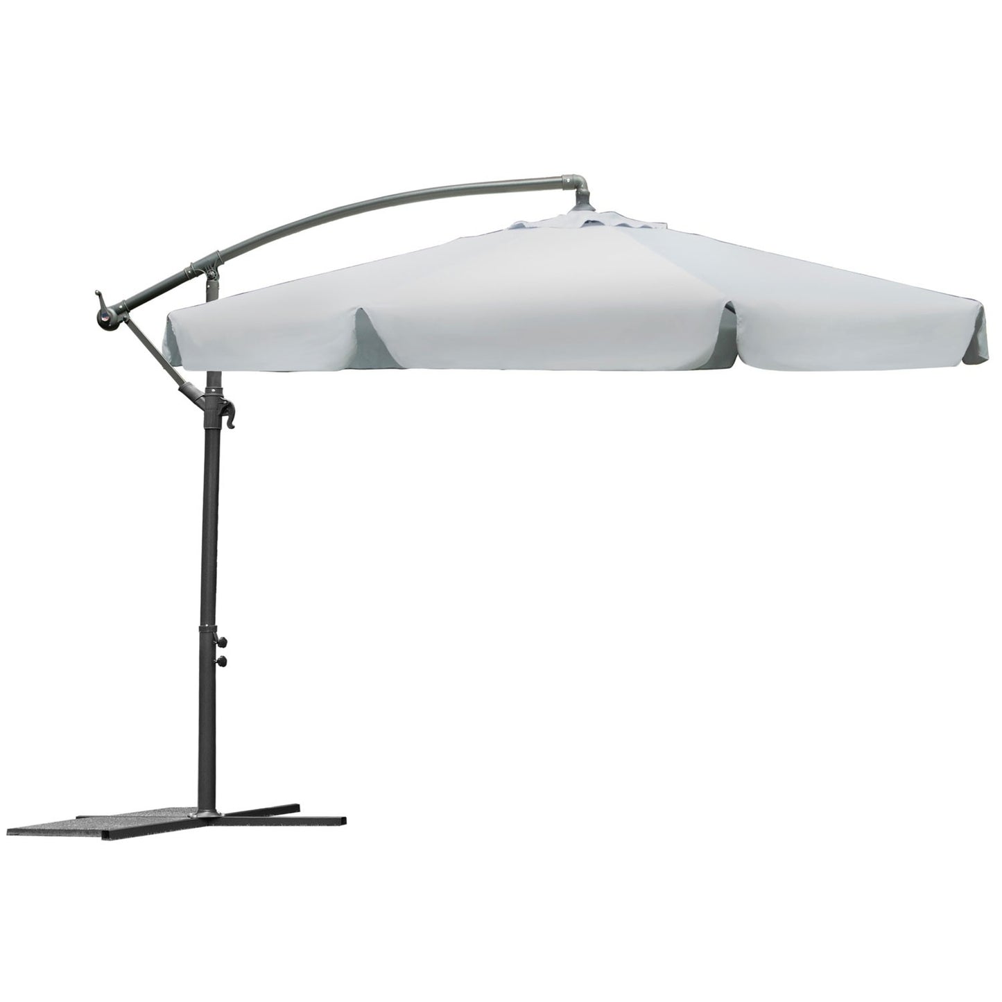 Folding garden parasol, 8 segments, grey, 350 cm