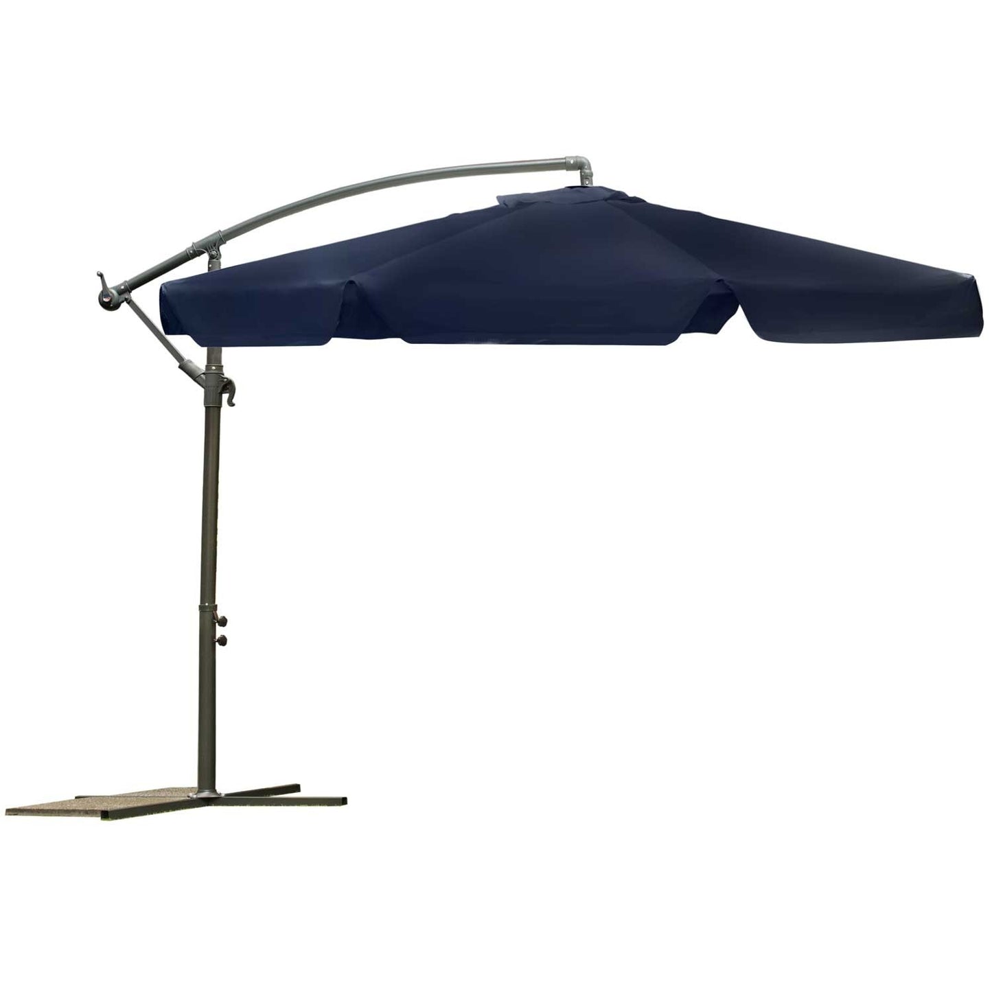 Folding garden parasol with 8 segments, navy blue, 350 cm