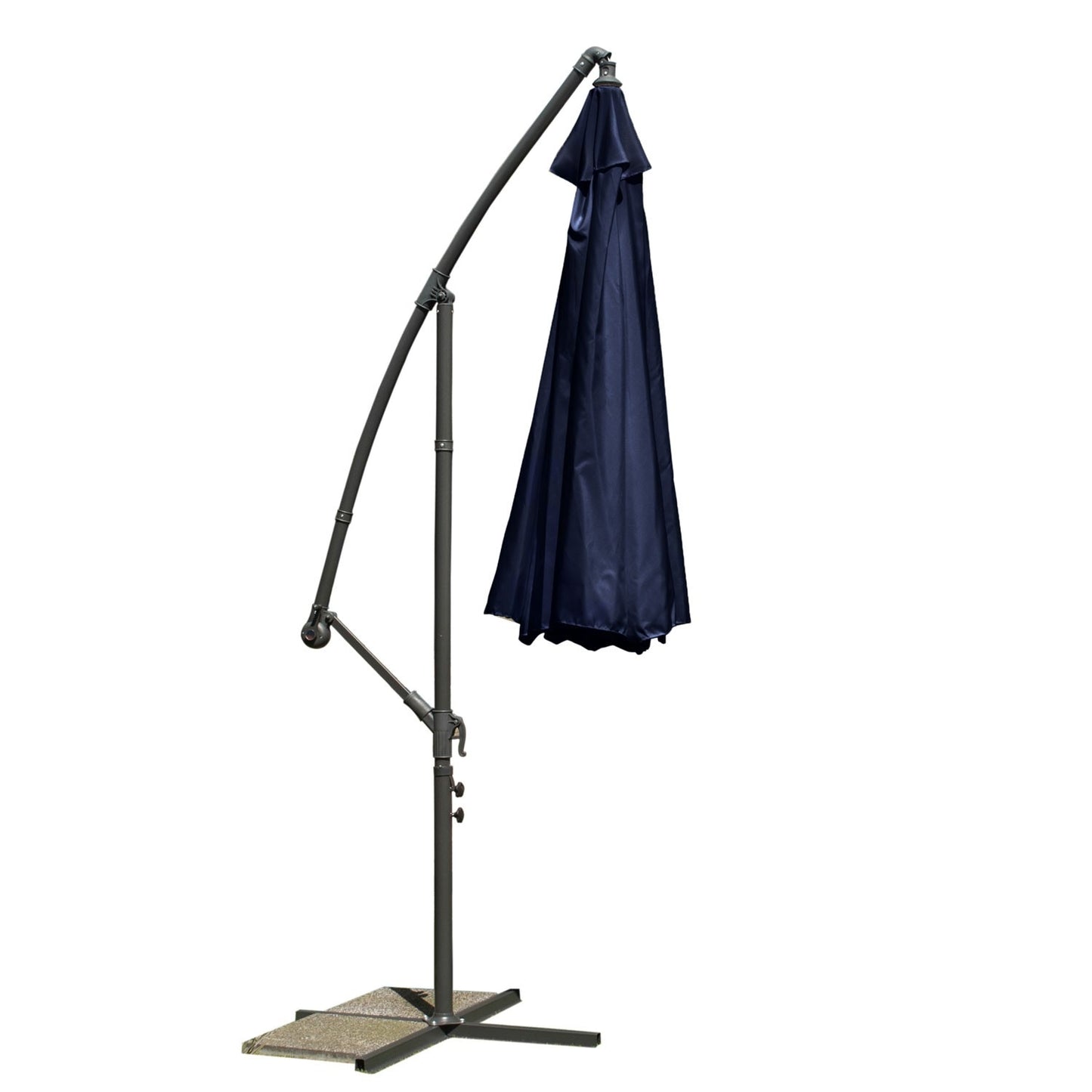 Folding garden parasol with 8 segments, navy blue, 350 cm