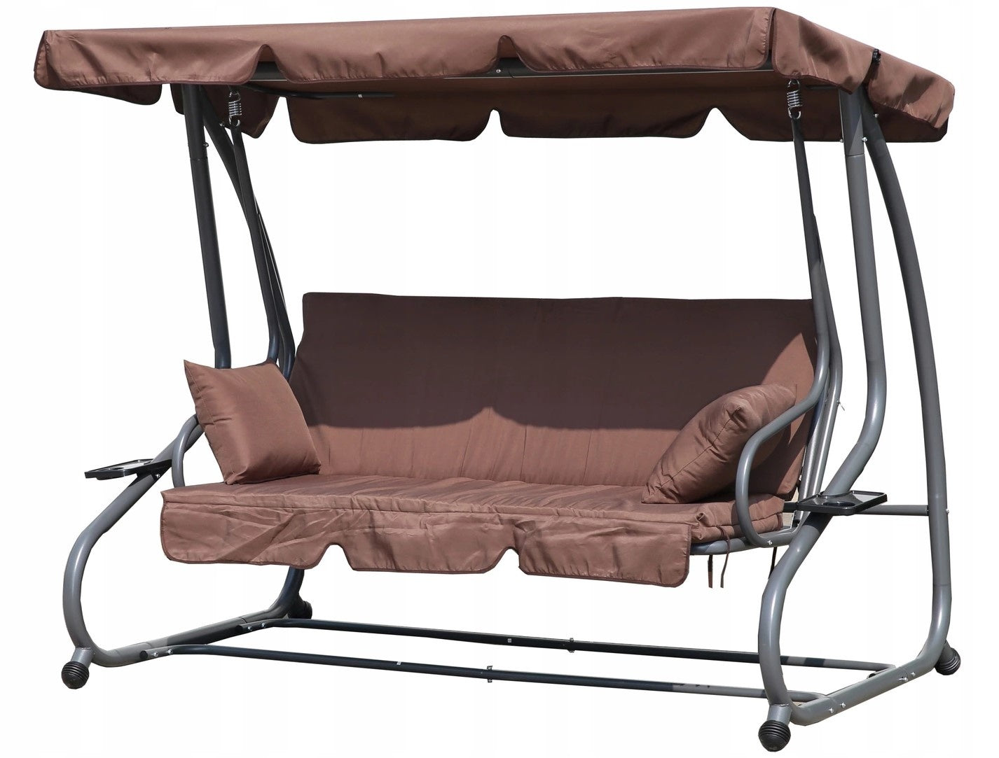 Folding garden swing 2in1, cushions brown