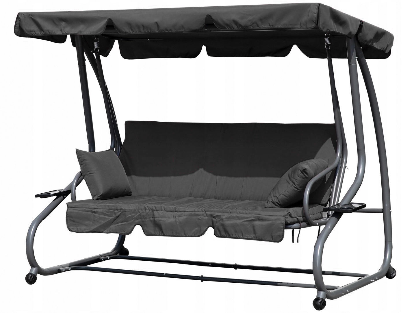Folding garden swing 2in1, cushions gray