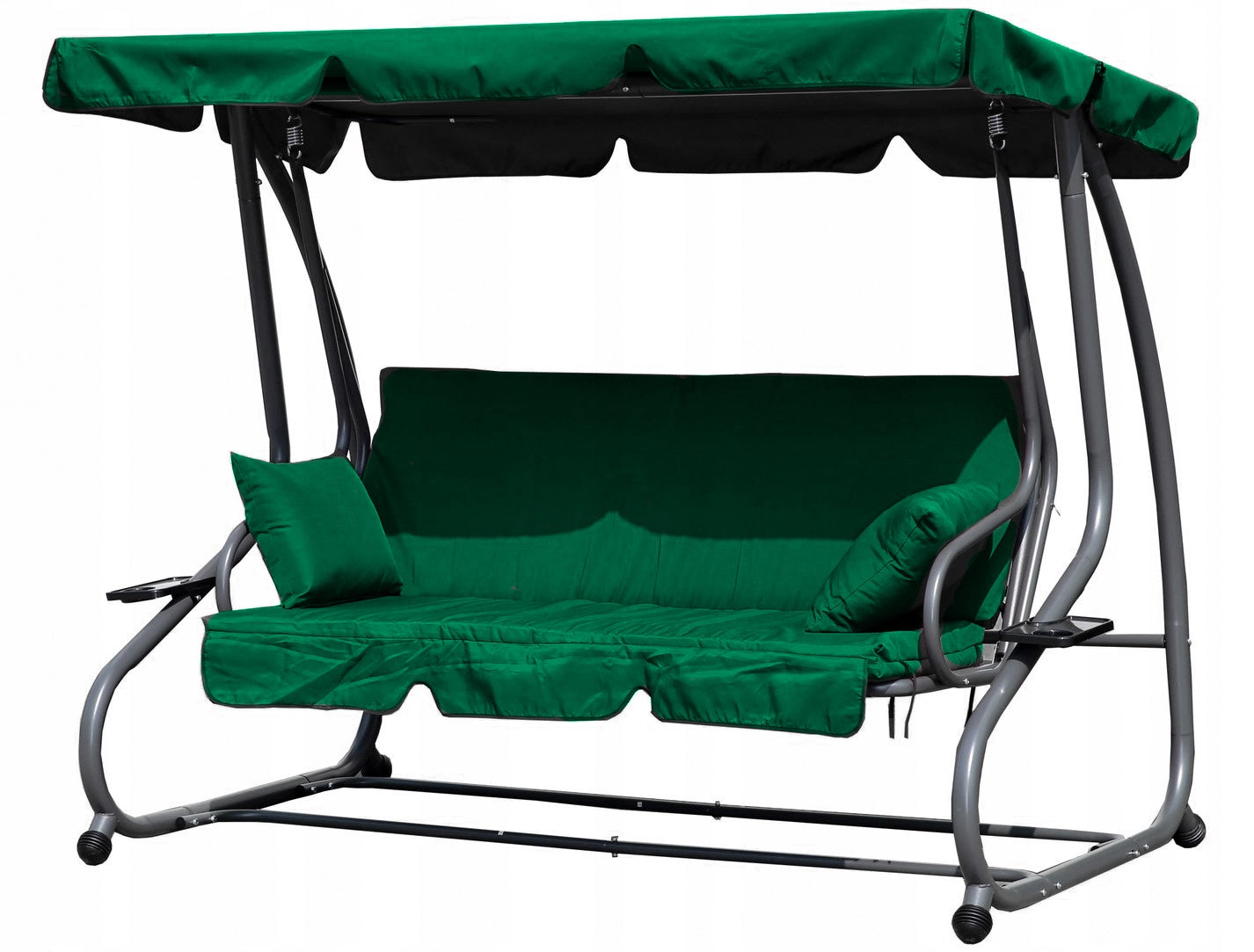 Folding garden swing 2in1, cushions, green