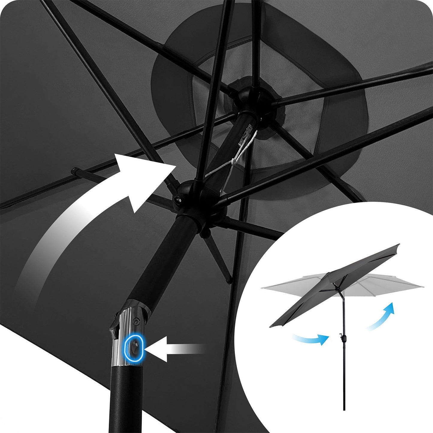 Folding garden umbrella 6 segments 300 cm with cover Plonos PL-884