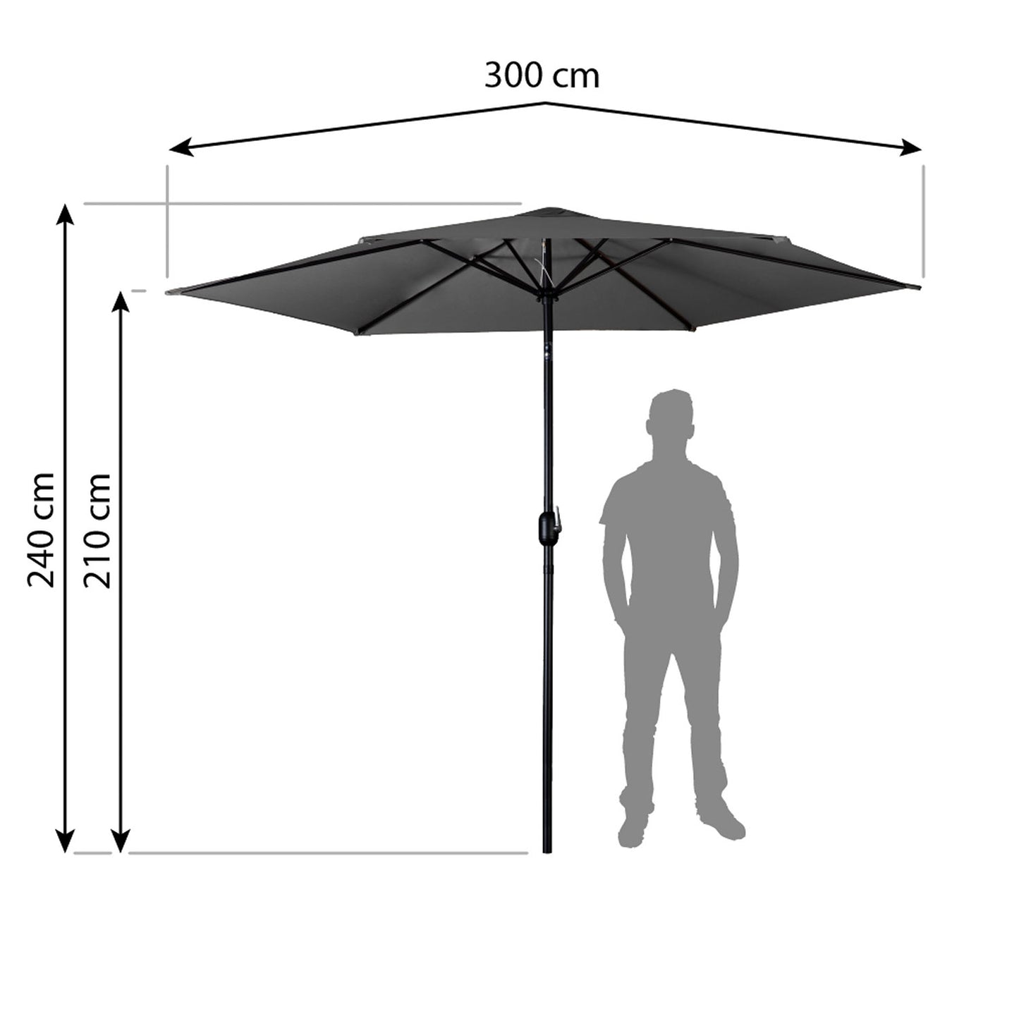 Folding garden umbrella 6 segments 300 cm with cover Plonos PL-884