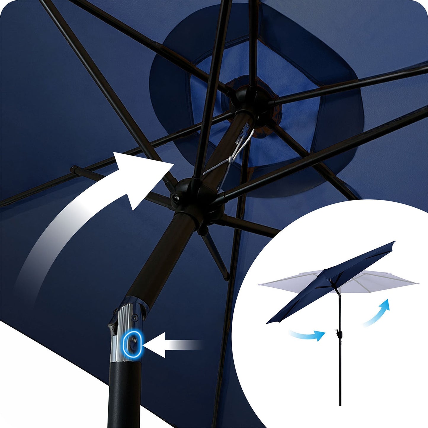 Folding garden umbrella 6 segments 300 cm with cover Plonos PL-884