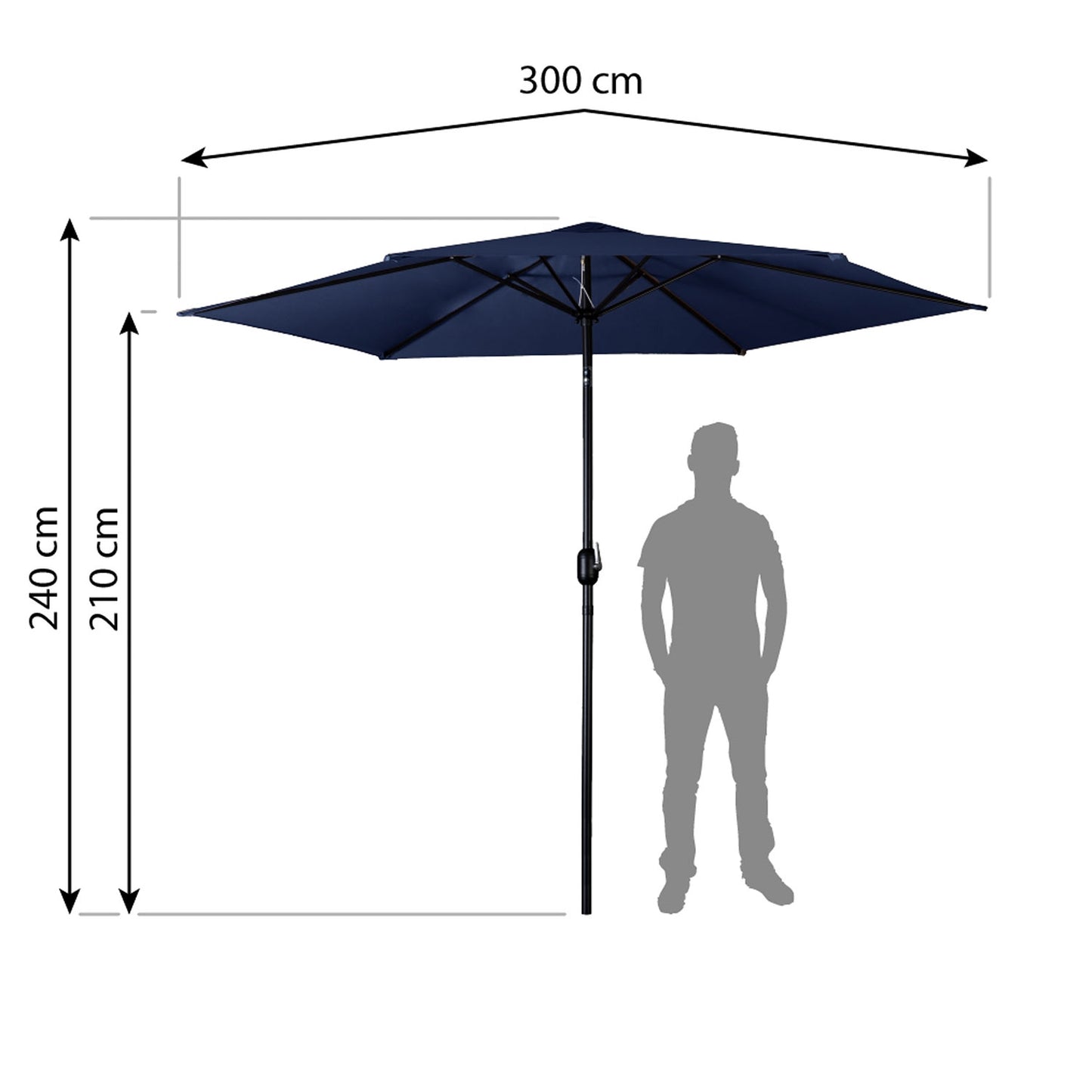 Folding garden umbrella 6 segments 300 cm with cover Plonos PL-884