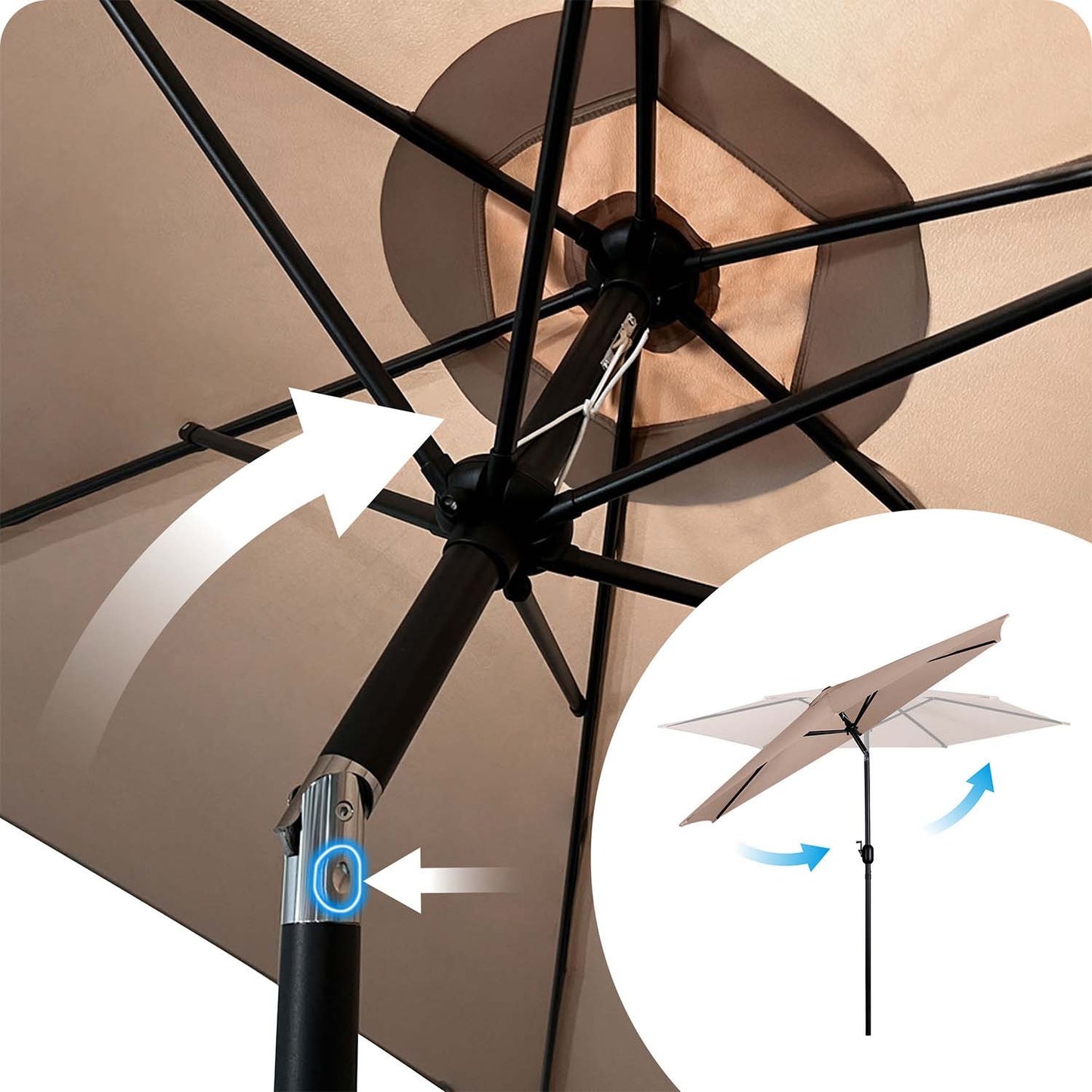 Folding garden umbrella 6 segments 300 cm with cover Plonos PL-884