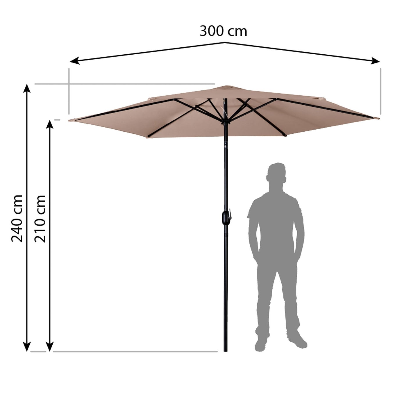 Folding garden umbrella 6 segments 300 cm with cover Plonos PL-884