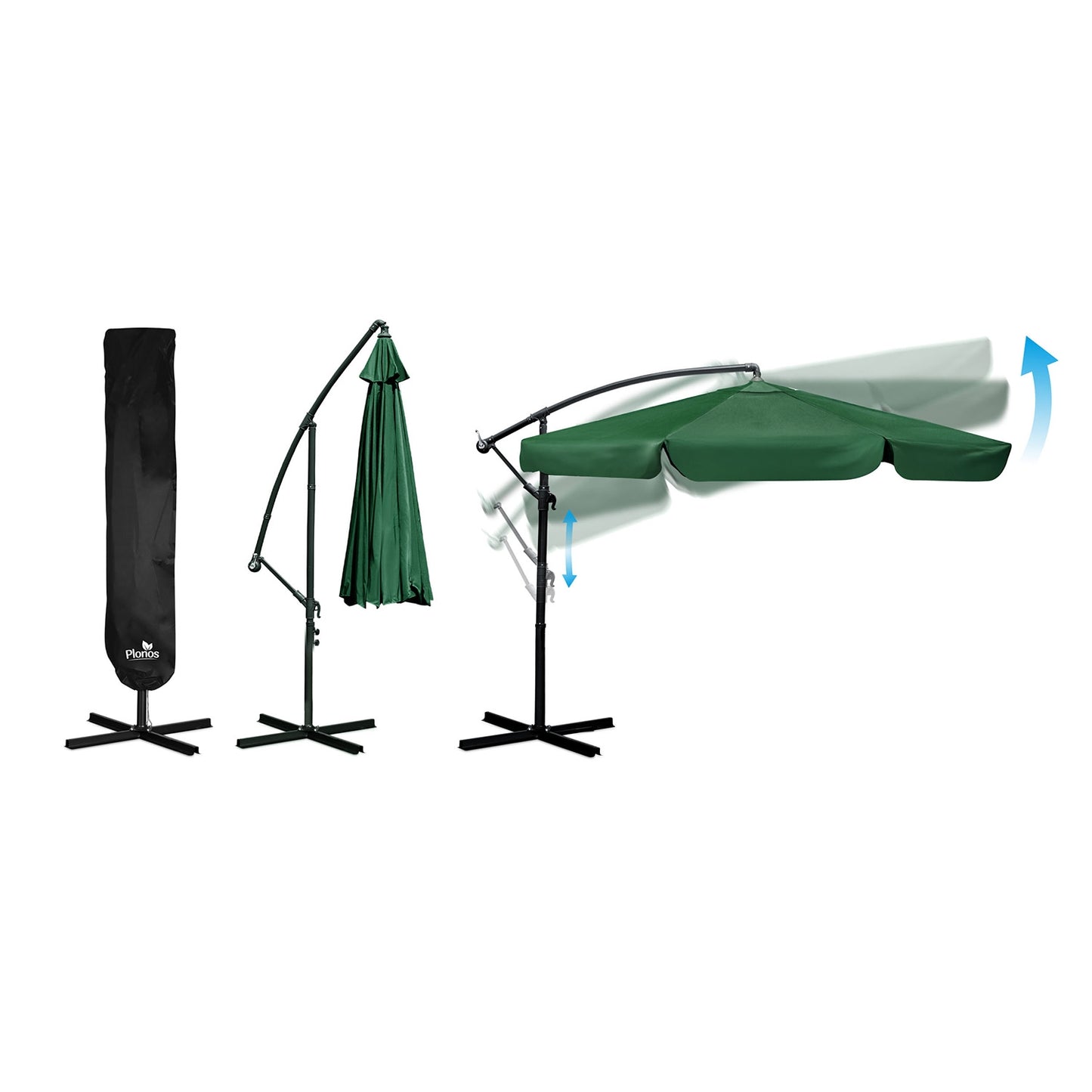 Folding garden umbrella 6 segments 350 cm with cover Plonos PL-880